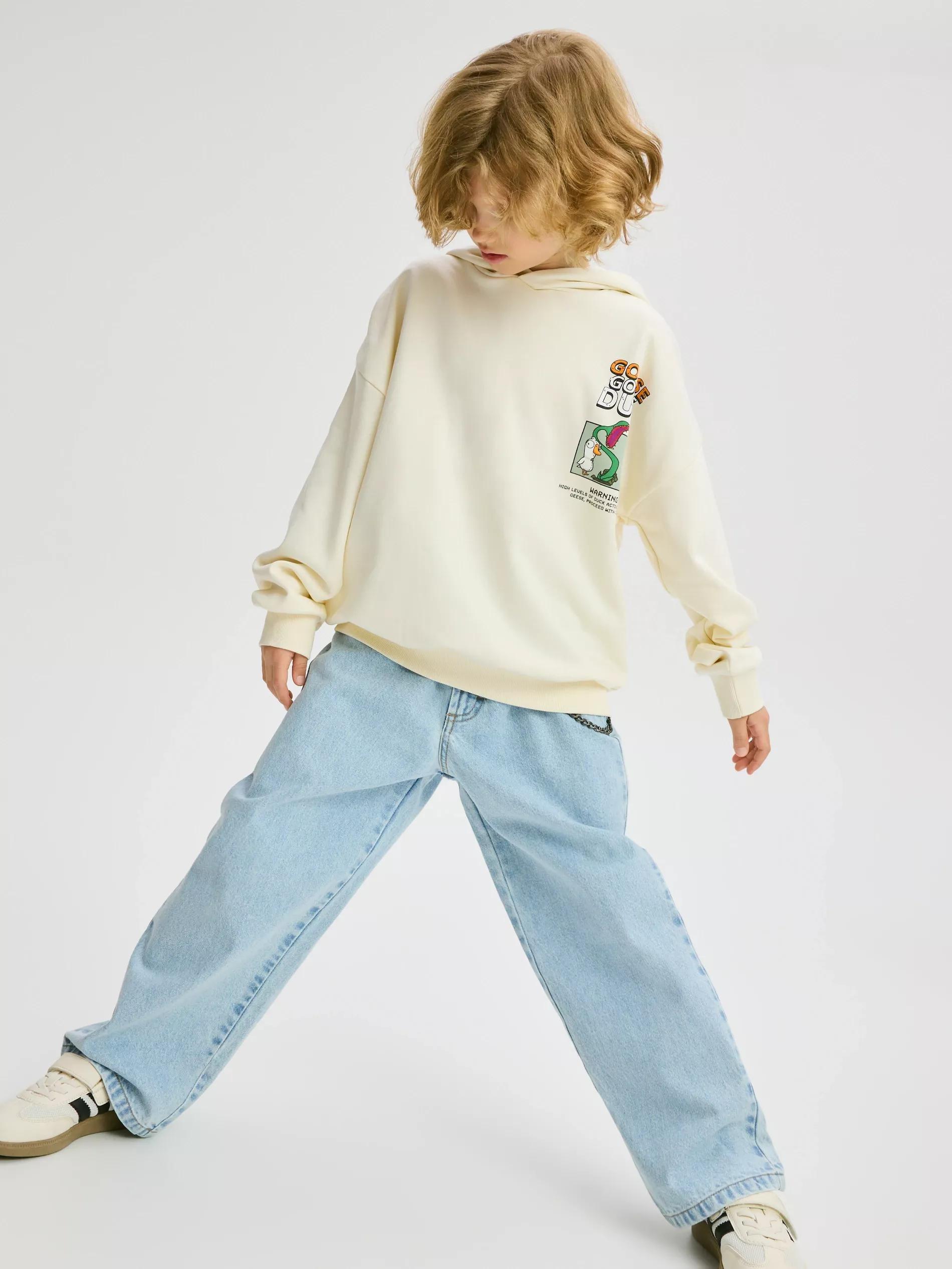 Cream Jogging Top, Kids Boy, Ivory, large image number 4