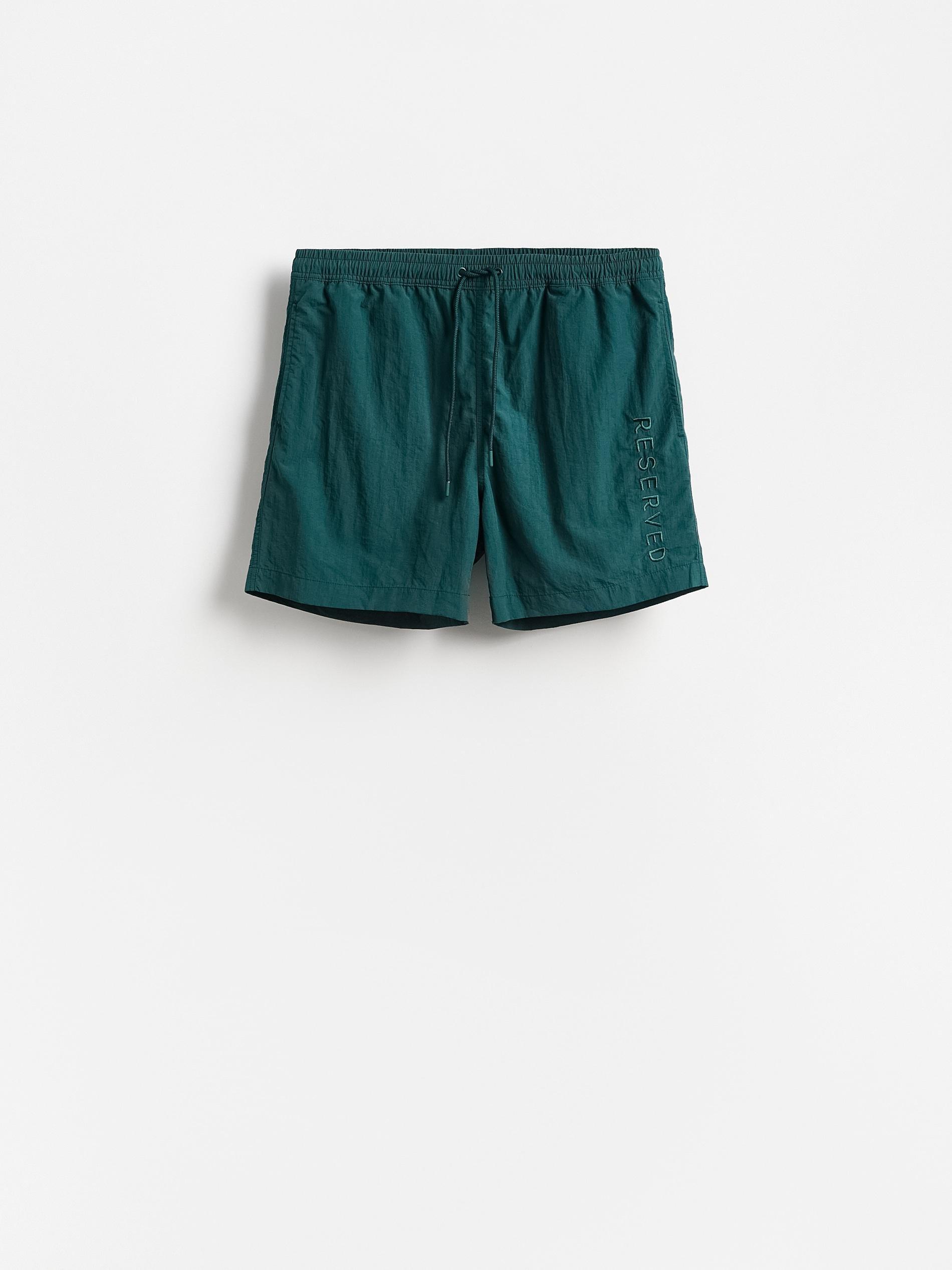 Green Beach Shorts With Embroidery, Khaki, large image number 0