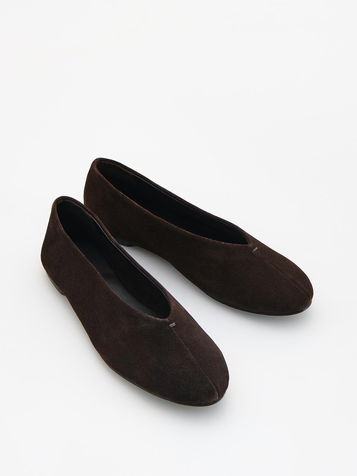 Brown Suede Ballerinas, Brown, large image number 1