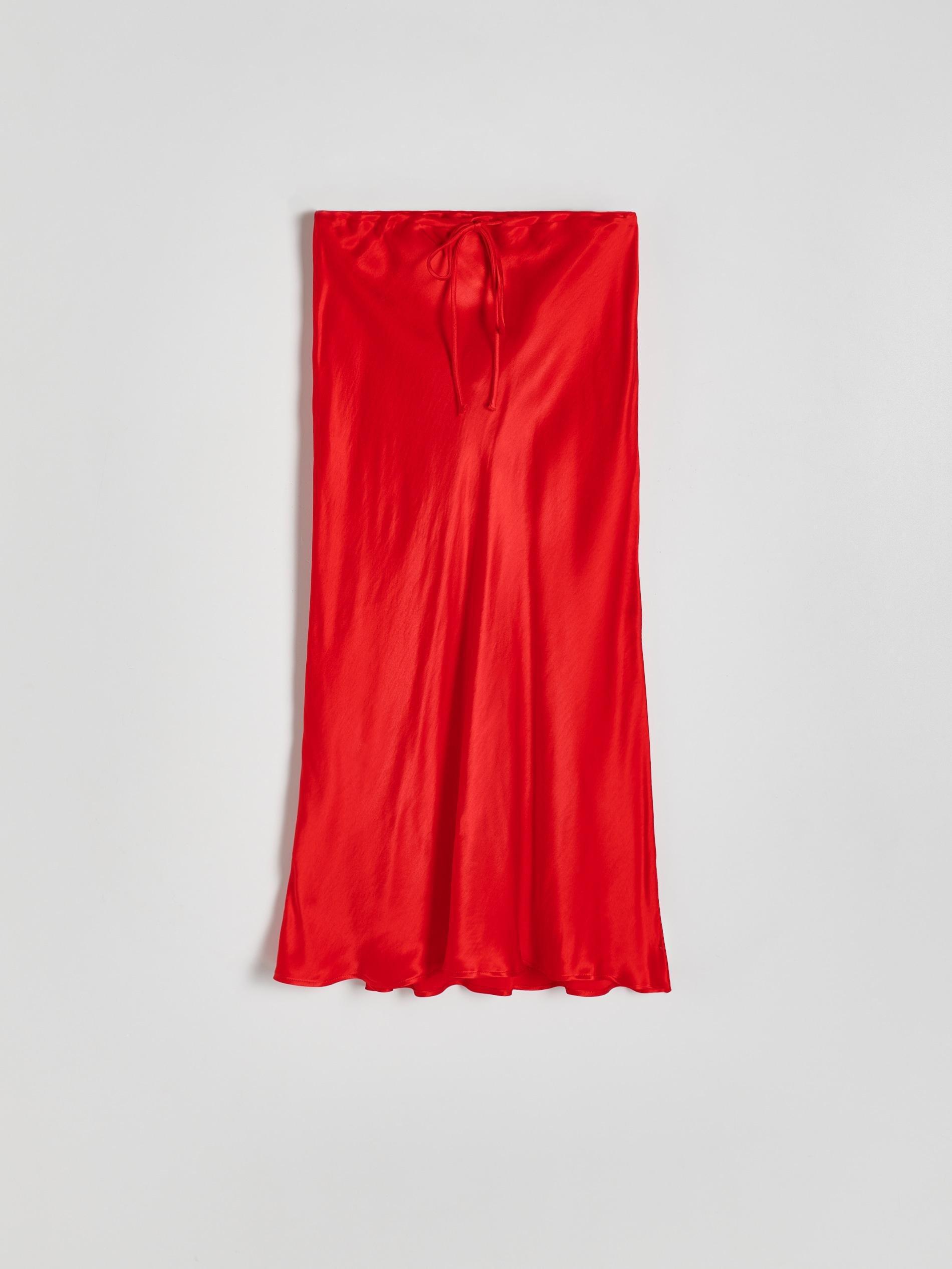 Red Viscose Midi Skirt, , large image number 1
