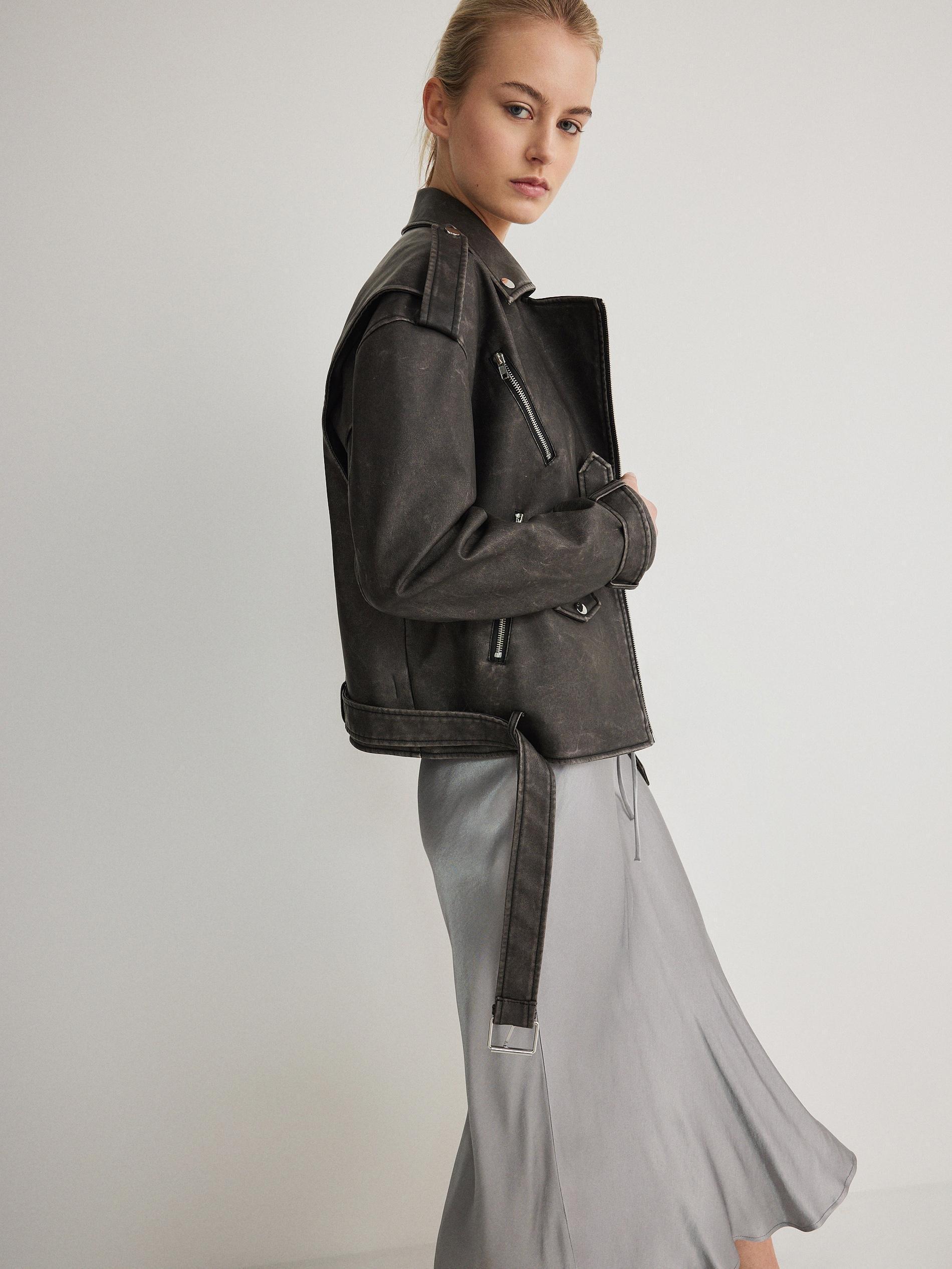 Grey Viscose Midi Skirt, , large image number 1
