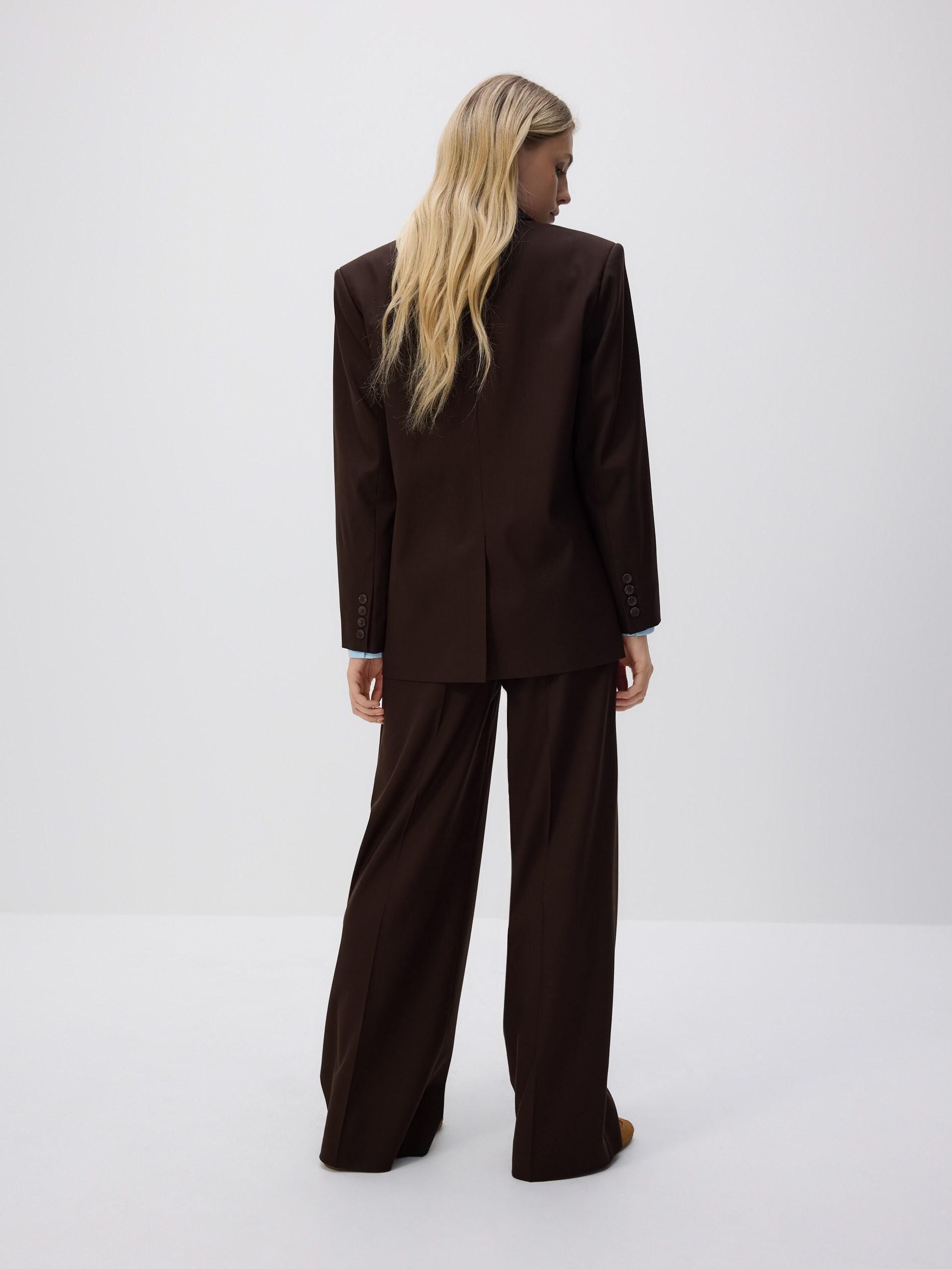 Brown Viscose Blend Blazer, Brown, medium