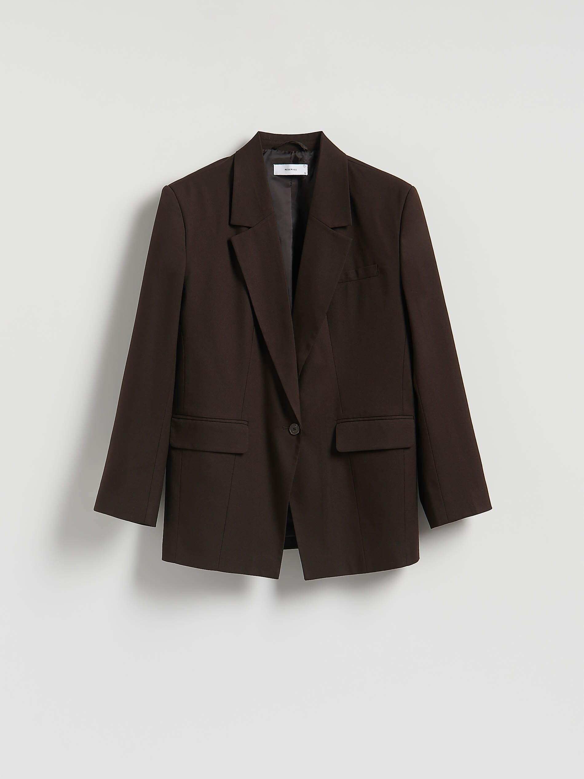 Brown Viscose Blend Blazer, Brown, large image number 4