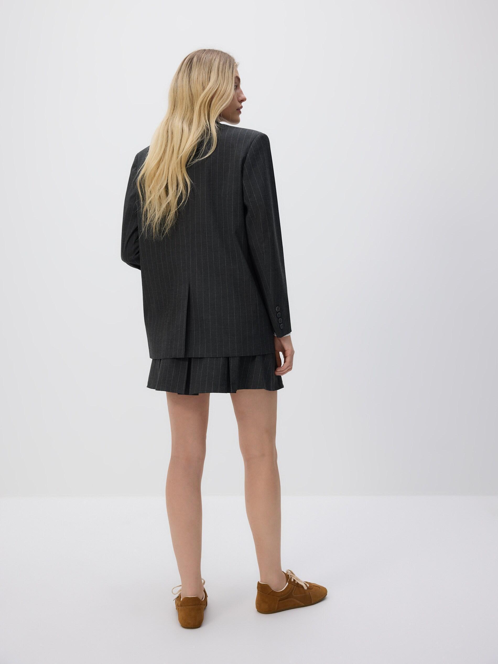 Grey Blazer With Pinstripes And Viscose, Grey, large image number 2