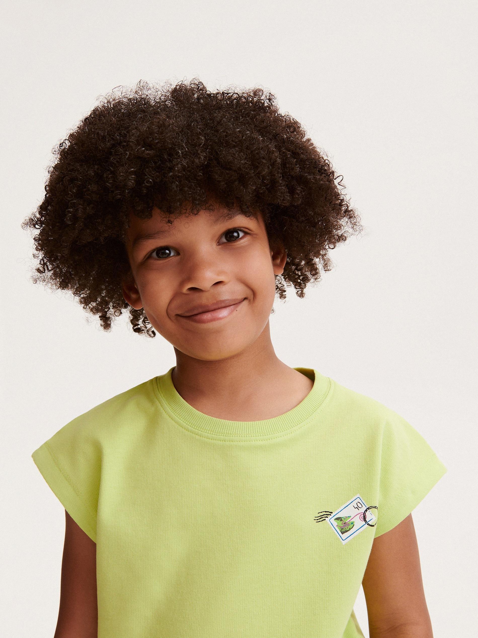 Green Cotton Sleeveless T-Shirt, Kids Boys, , large image number 1