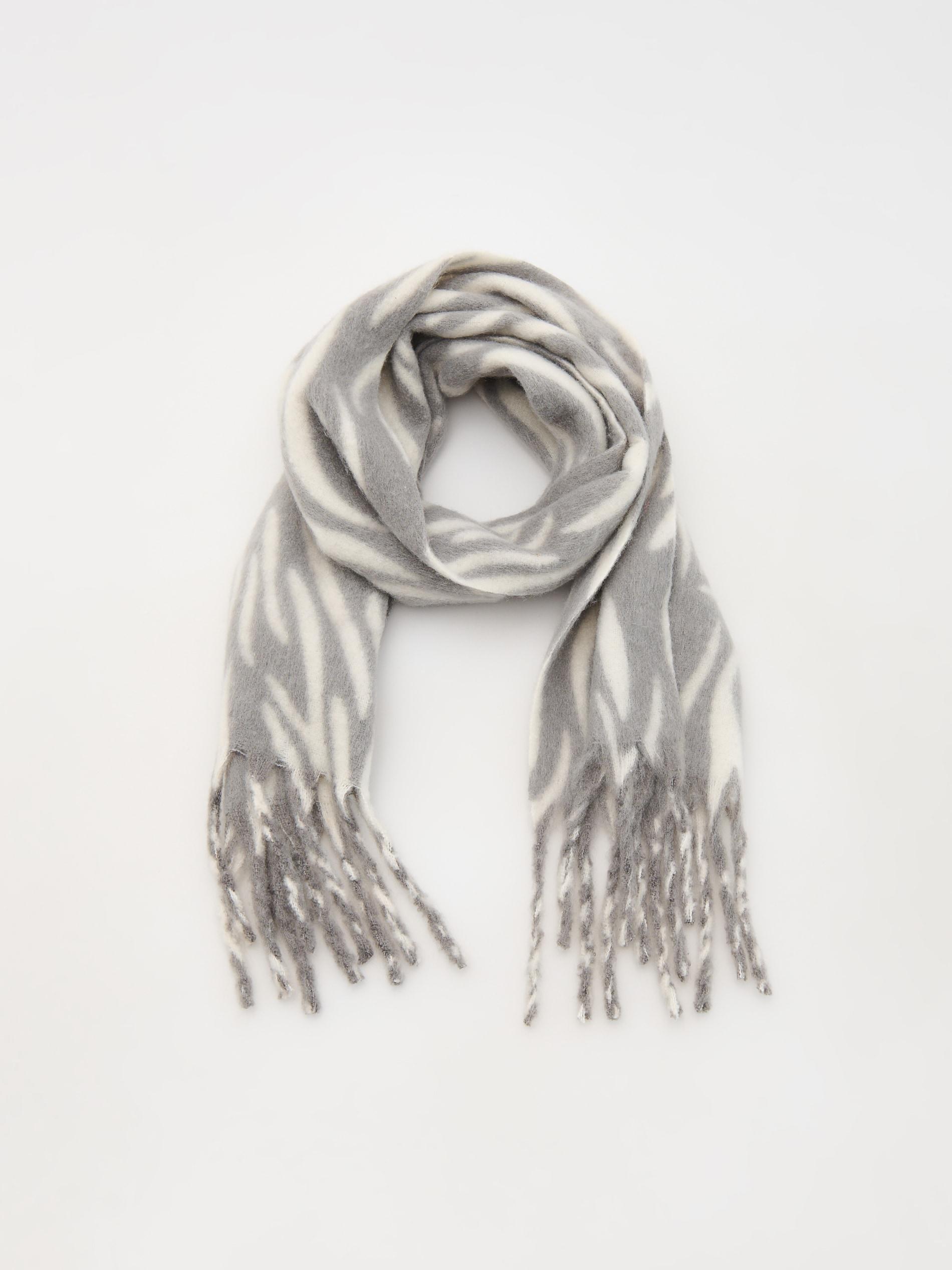 Grey Fringe Scarf, Light grey, large image number 0