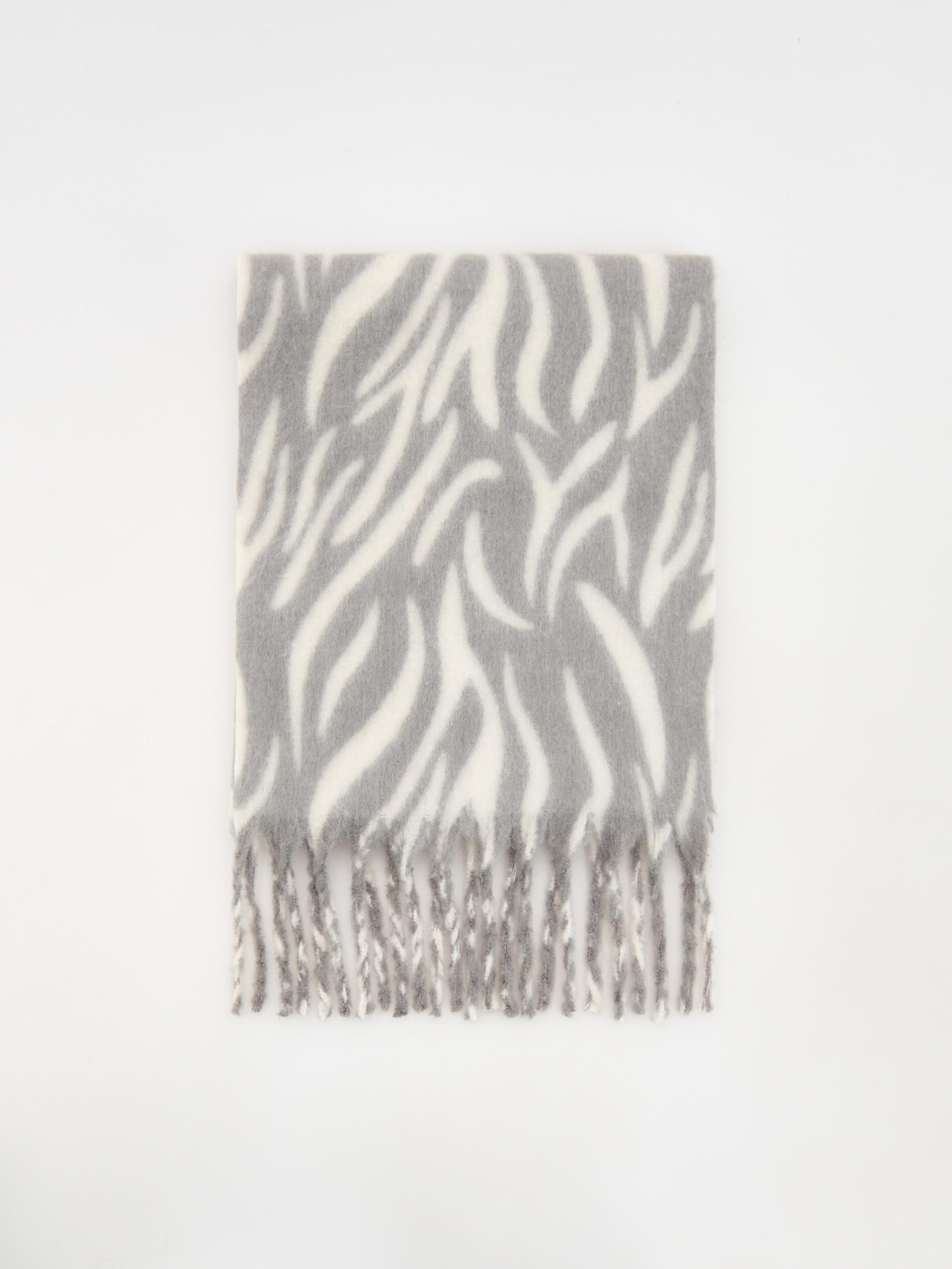 Grey Fringe Scarf, Light grey, large image number 1