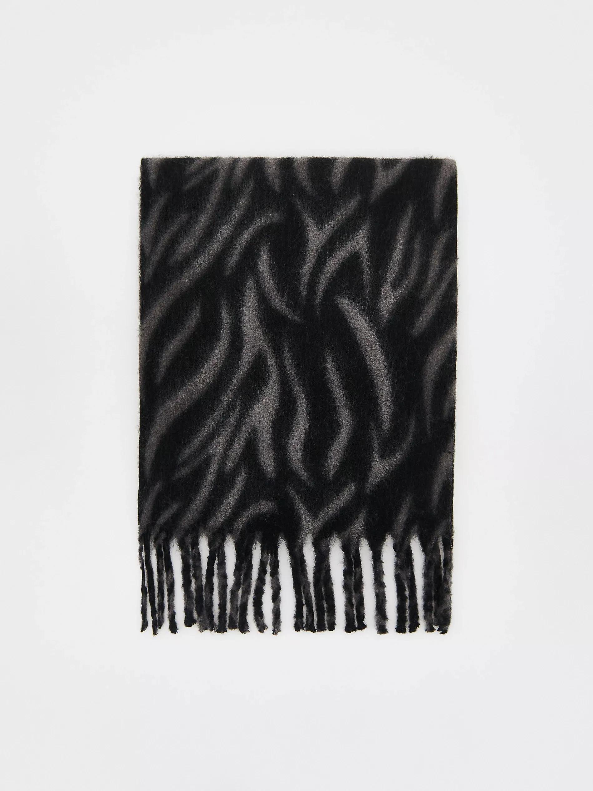 Grey Scarf With Fringes, Grey, large image number 2