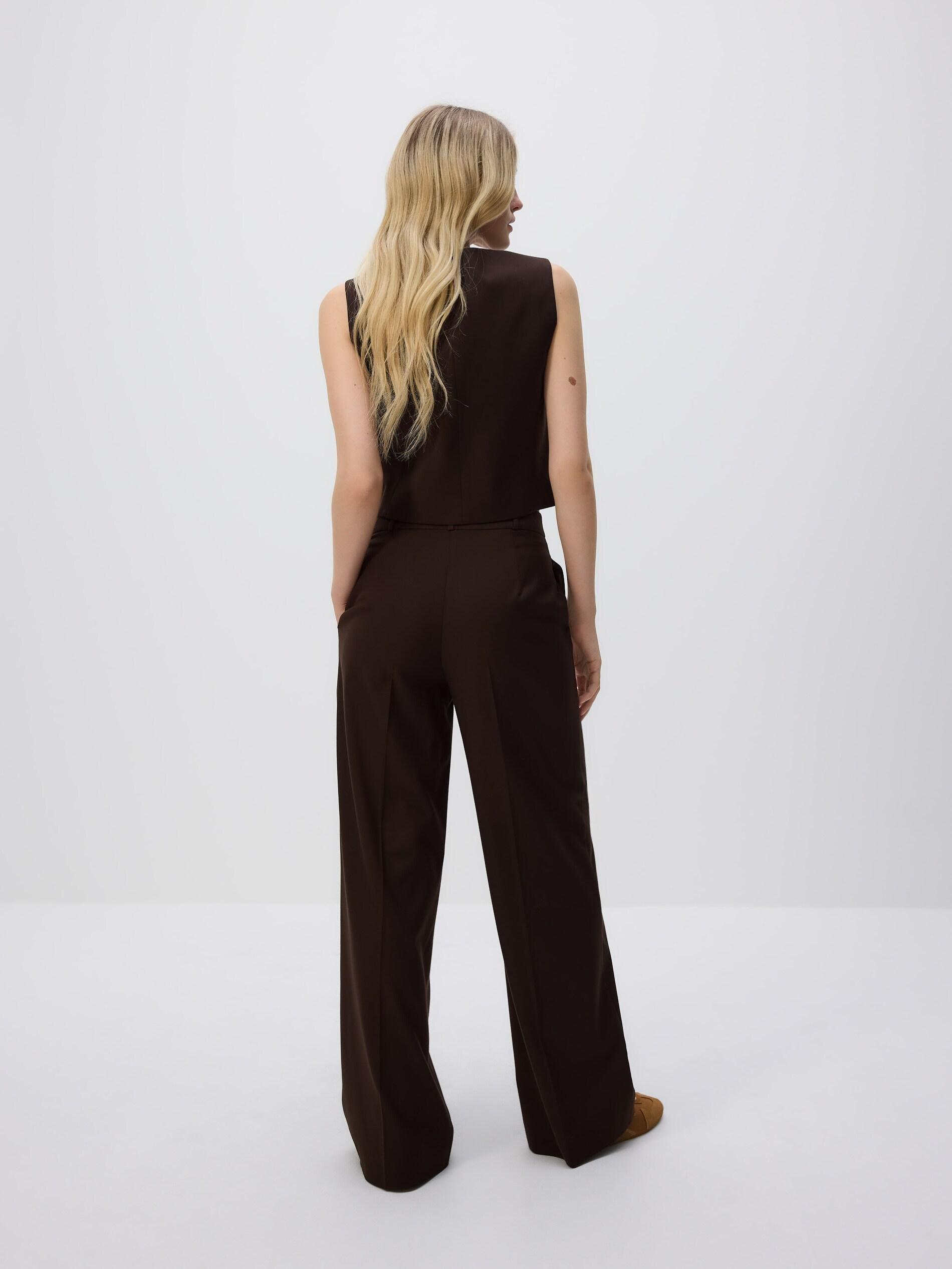 Brown Viscose Rich Suit Vest, Brown, large image number 2