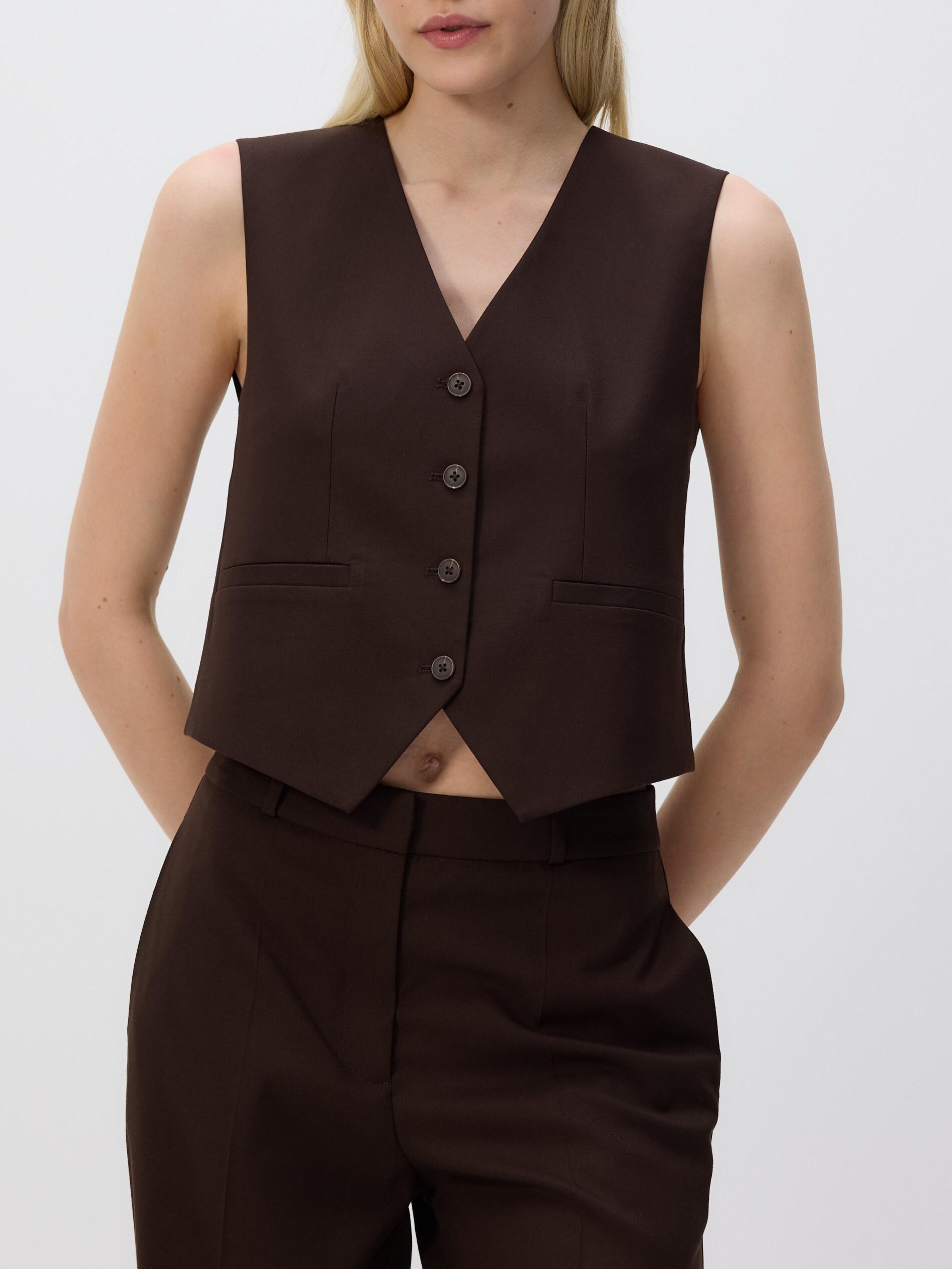 Brown Viscose Rich Suit Vest, Brown, large image number 3