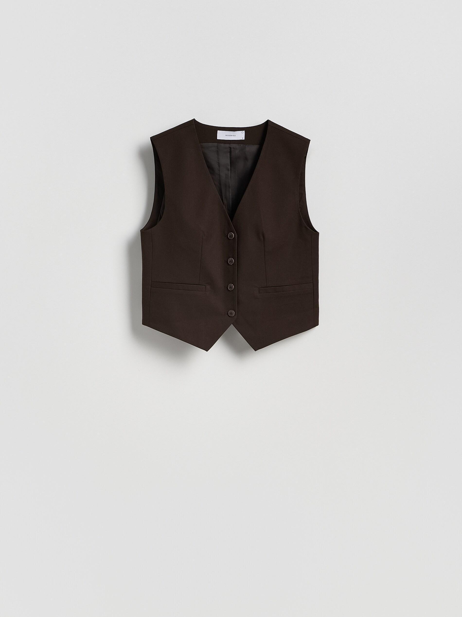 Brown Viscose Rich Suit Vest, Brown, large image number 4