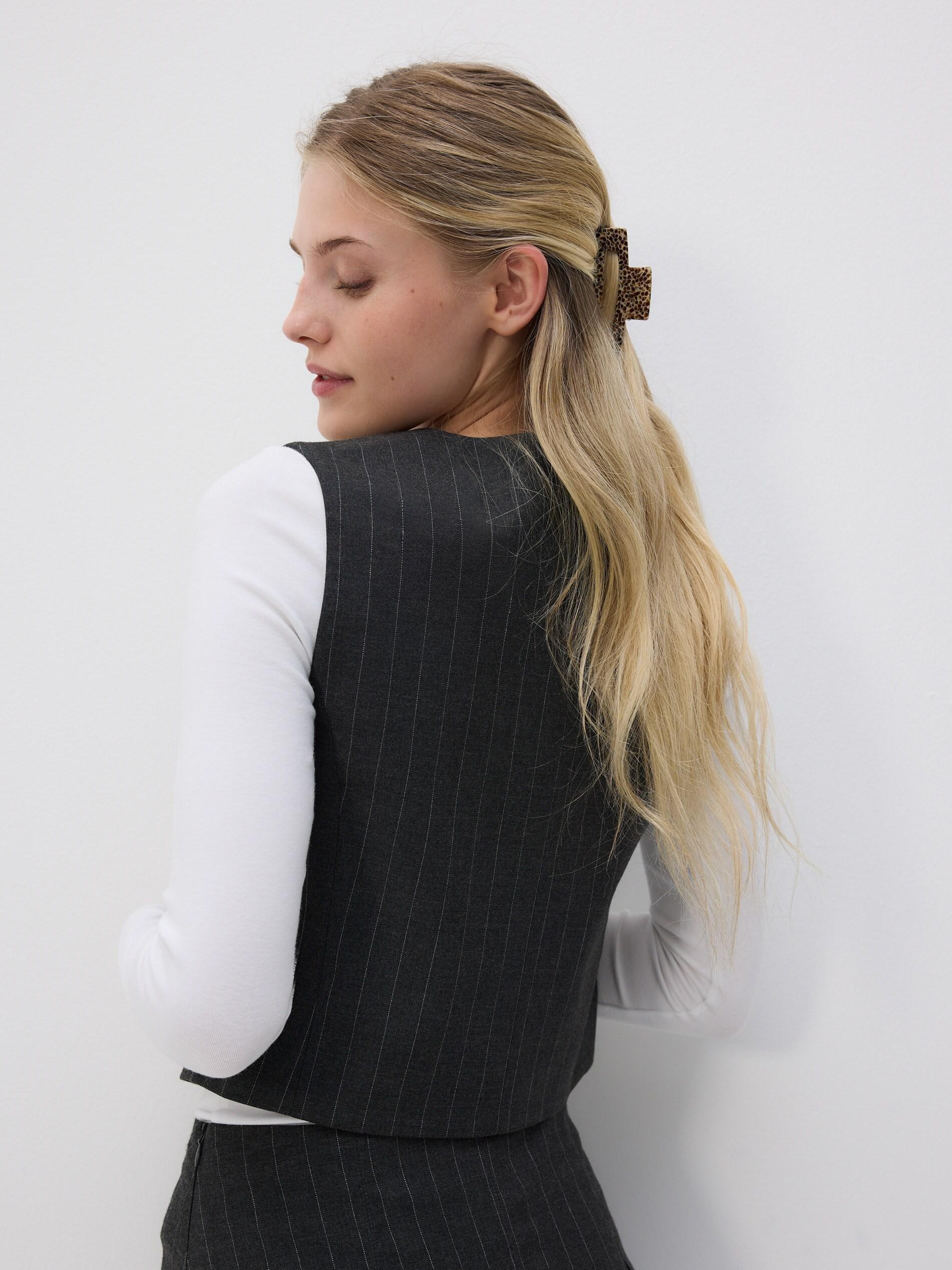 Grey Viscose Rich Suit Vest, Grey, large image number 1