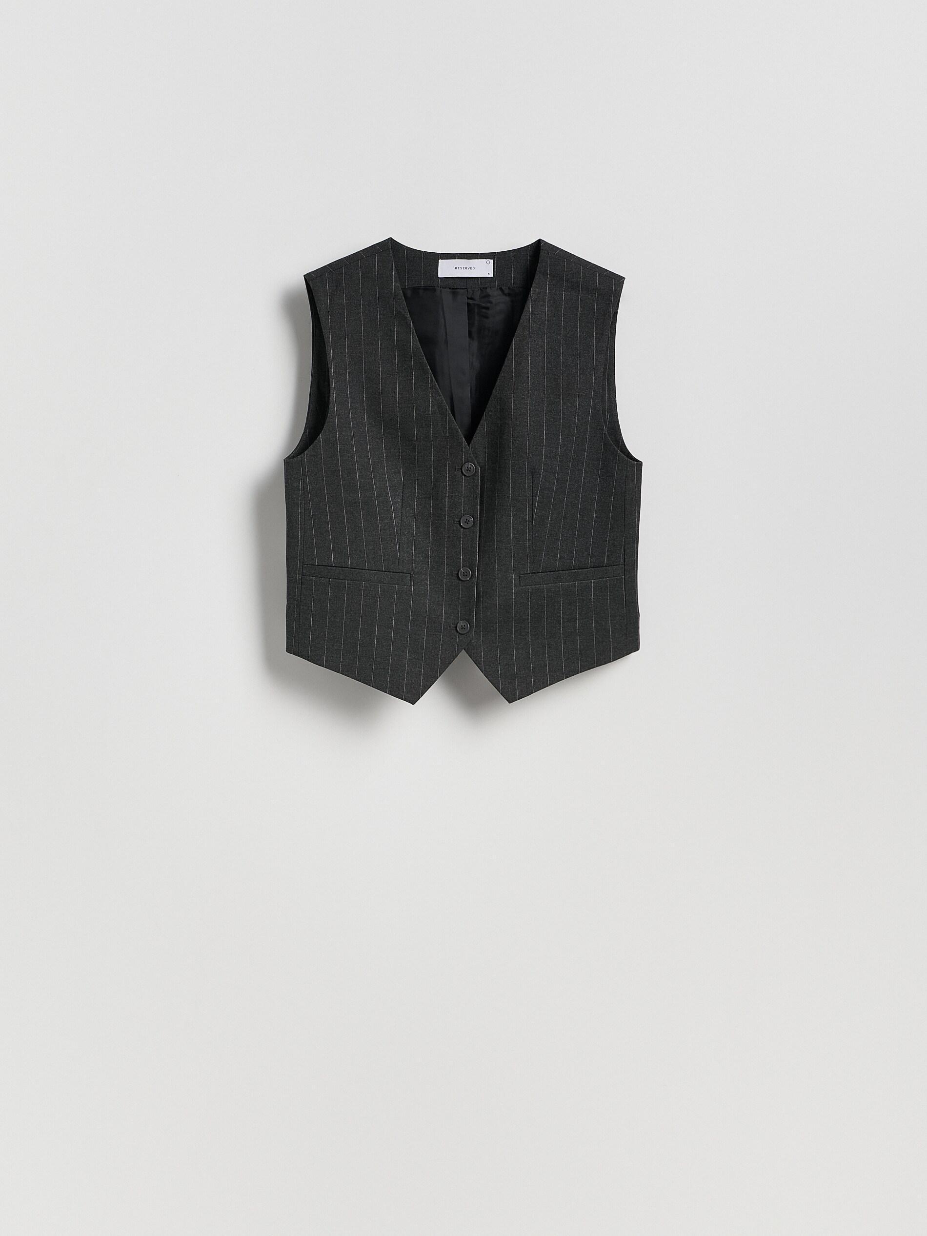 Grey Viscose Rich Suit Vest, Grey, large image number 3