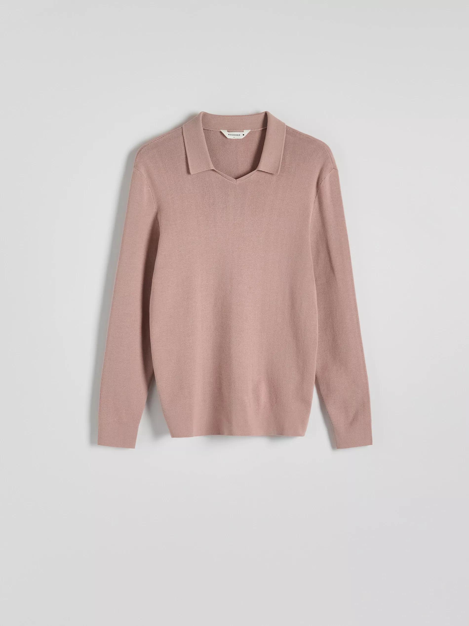 Pink Cotton Sweater With Collarr, , large image number 4