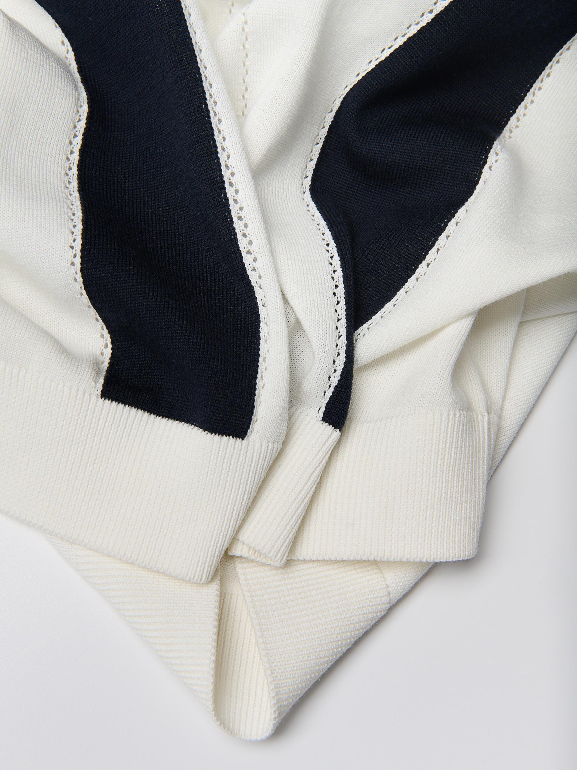 White Stripe Polo Jumper, , large image number 1