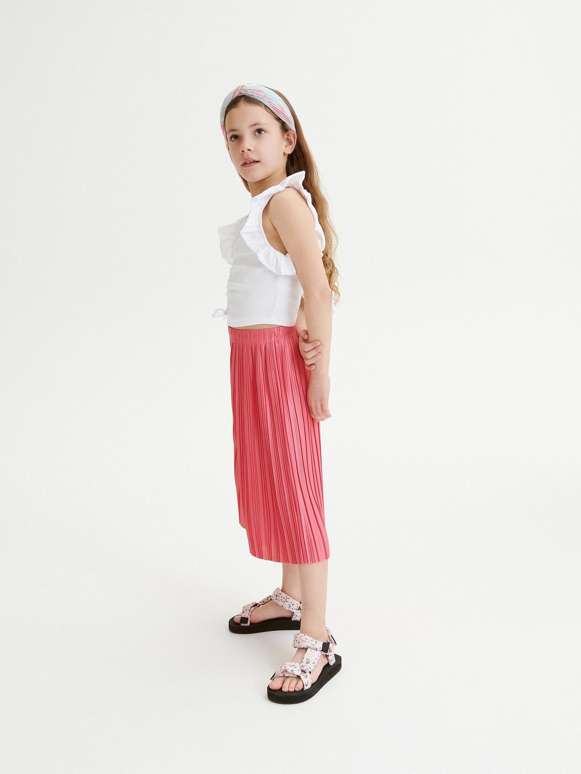 Pink Pleated Culottes, Kids Girls, , large image number 2