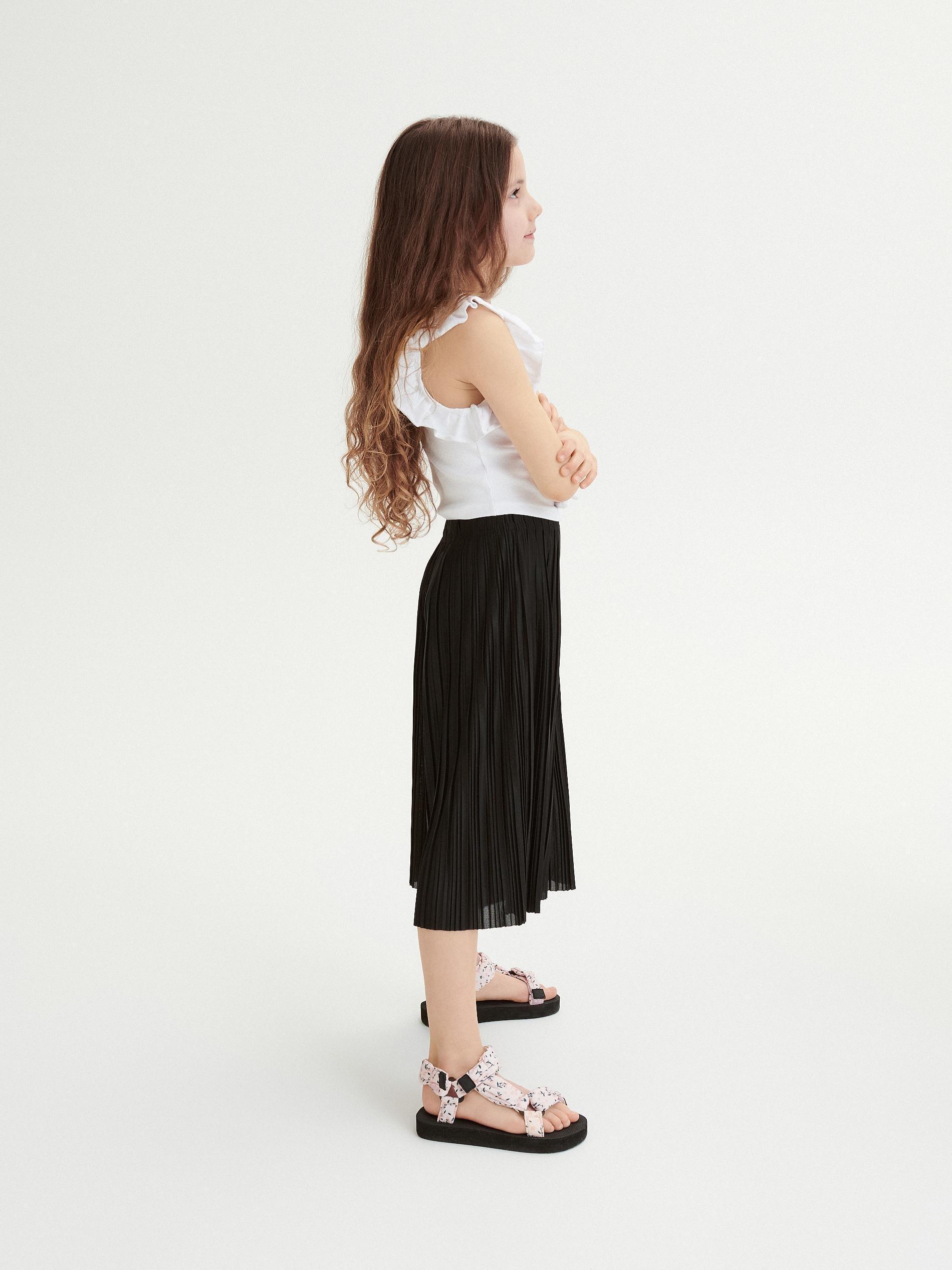 Black Pleated Culottes, Kids Girls, , large image number 1