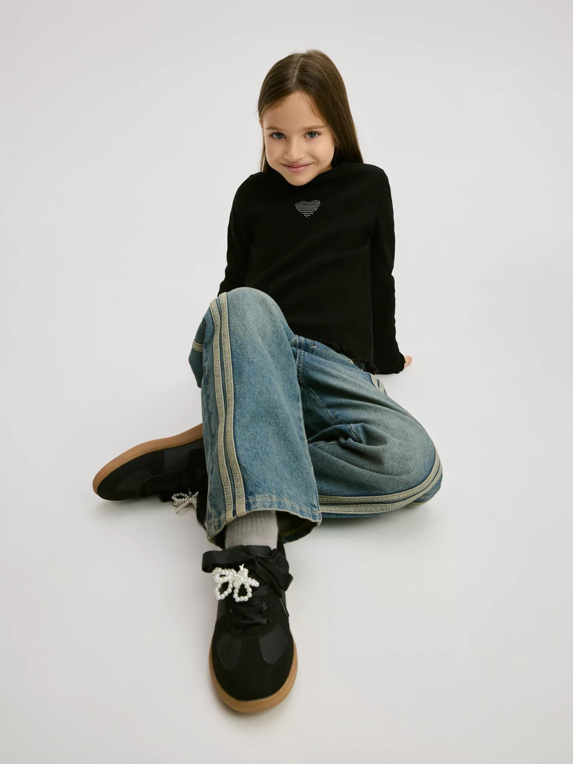 GIRLS` T-SHIR T BLACK, Black, medium