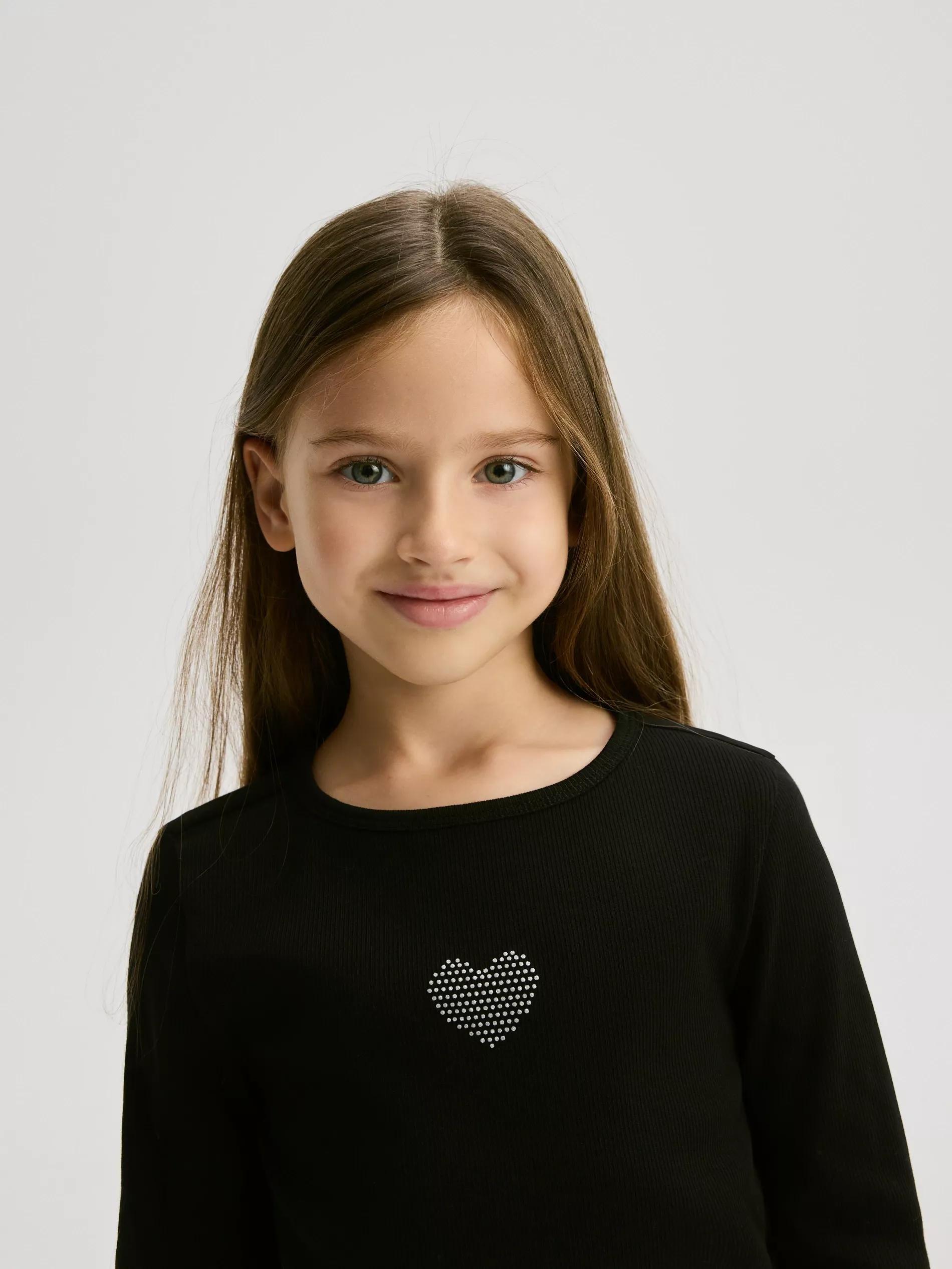 GIRLS` T-SHIR T BLACK, Black, medium