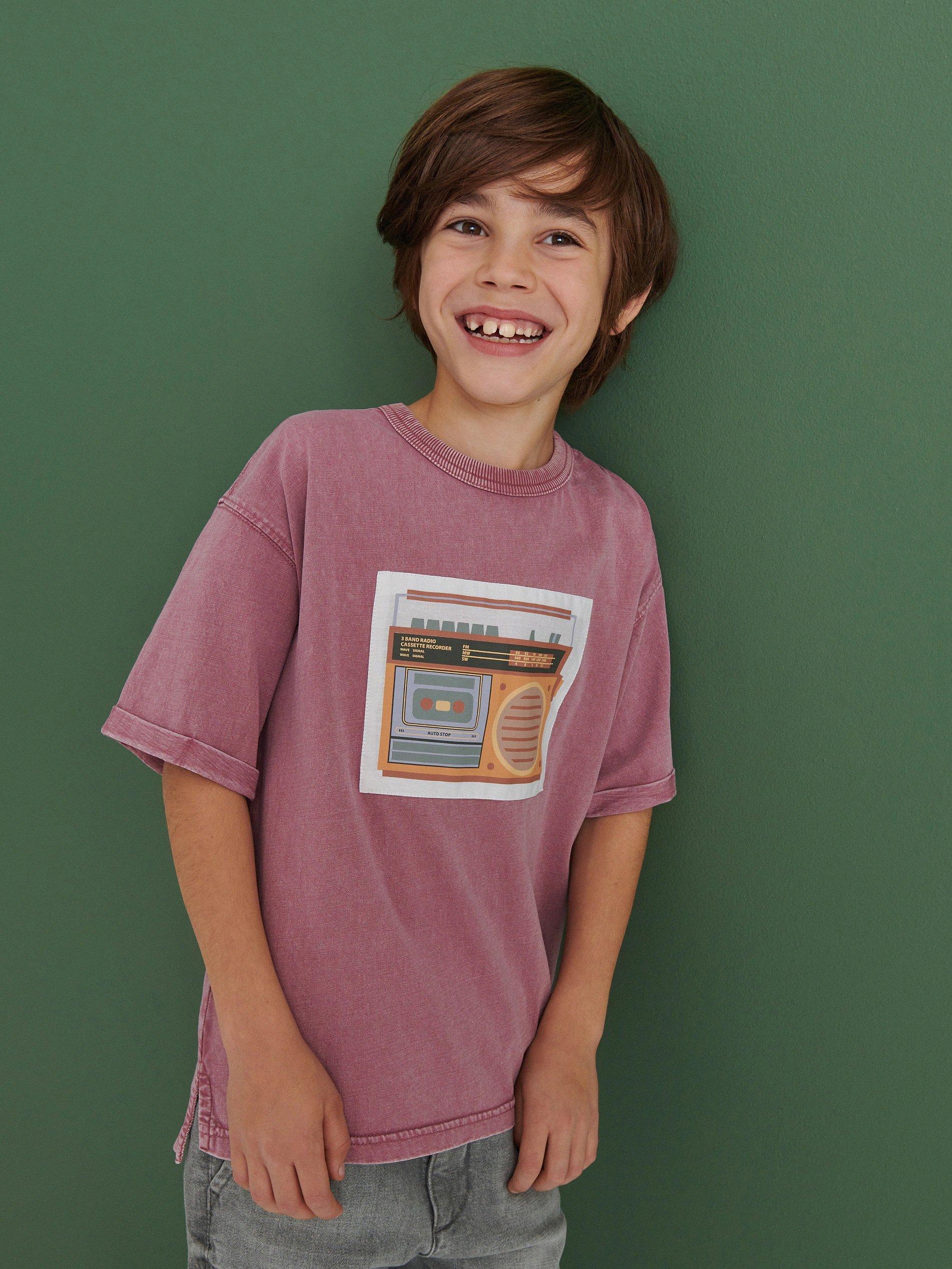 Grape T-Shirt With A Washed-Out Effect, Kids Boy, , large image number 0