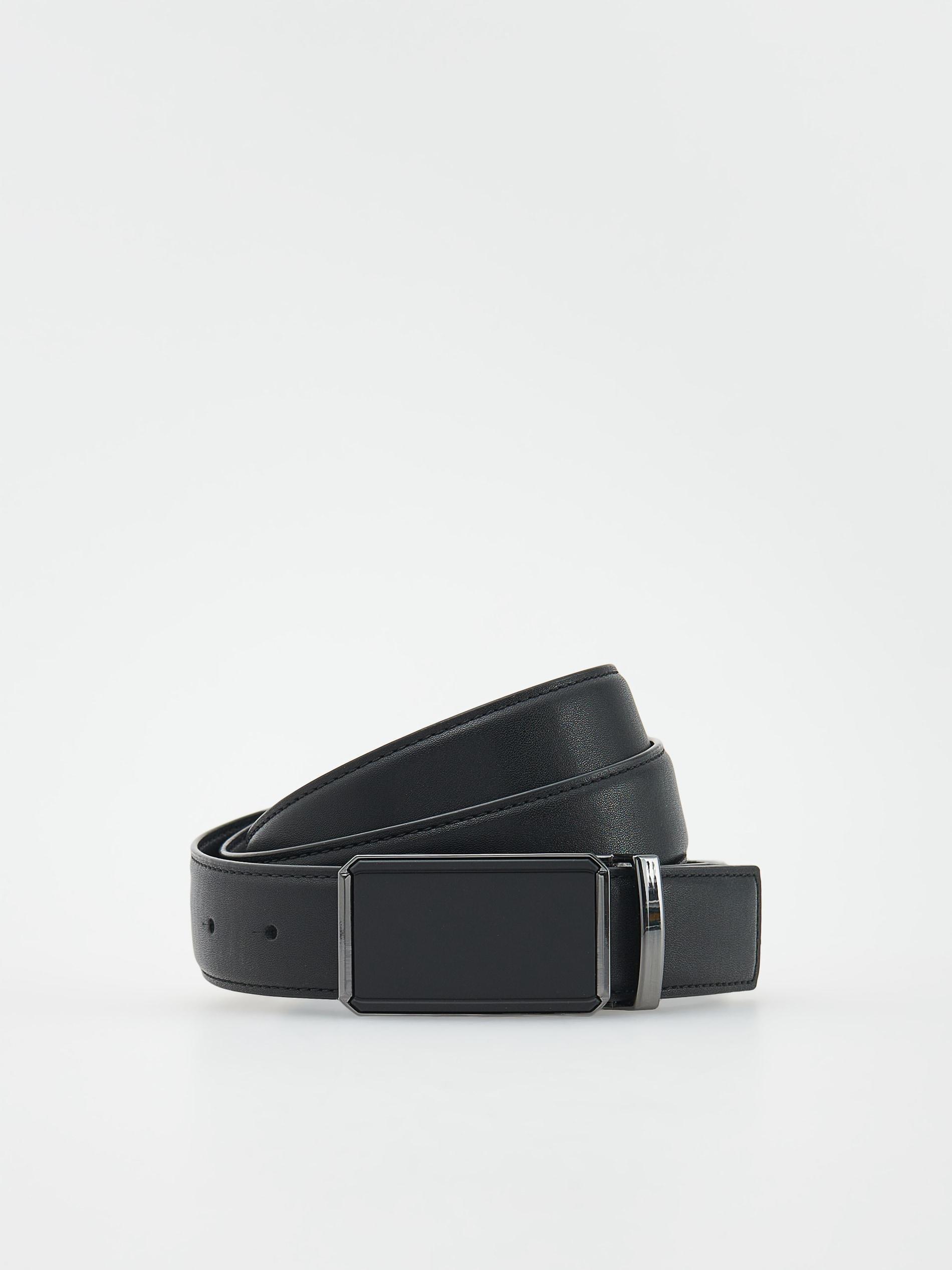 Black Plain Belt With Buckle, , large image number 0