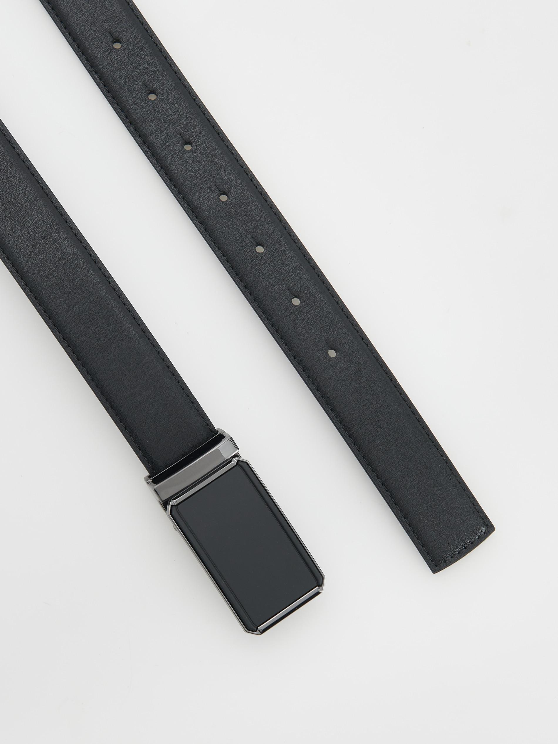 Black Plain Belt With Buckle, , large image number 1