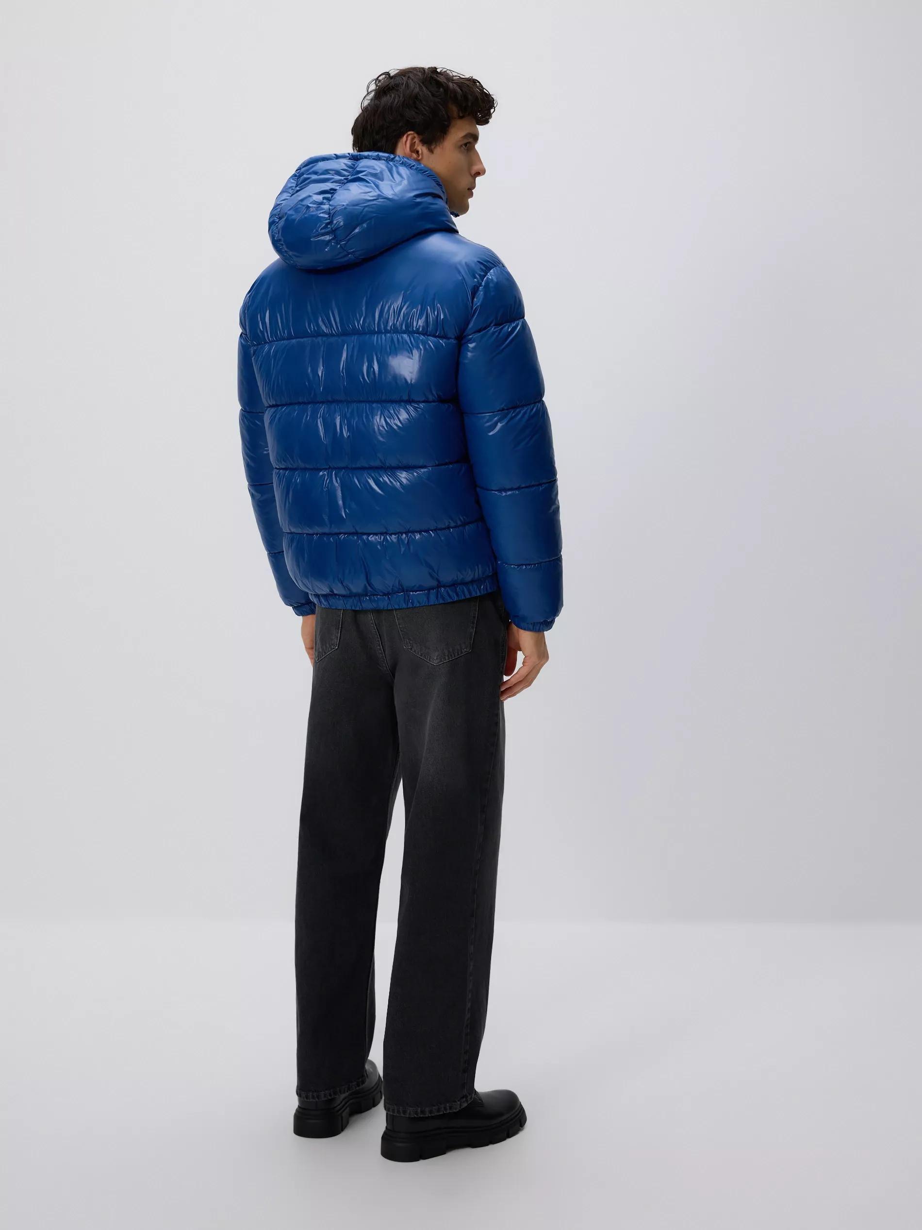 Blue Quilted Jacket With Hood, Blue, large image number 3