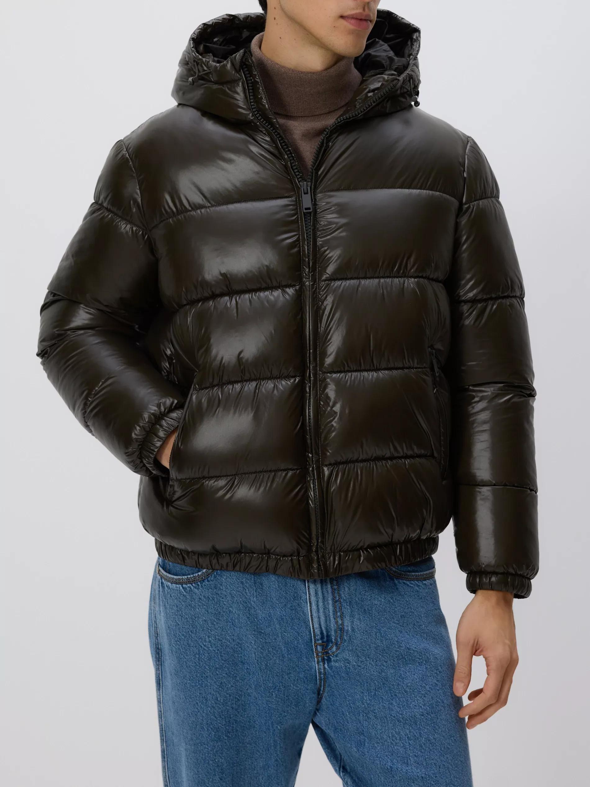 Brown Quilted Jacket With Hood, Khaki, large image number 1