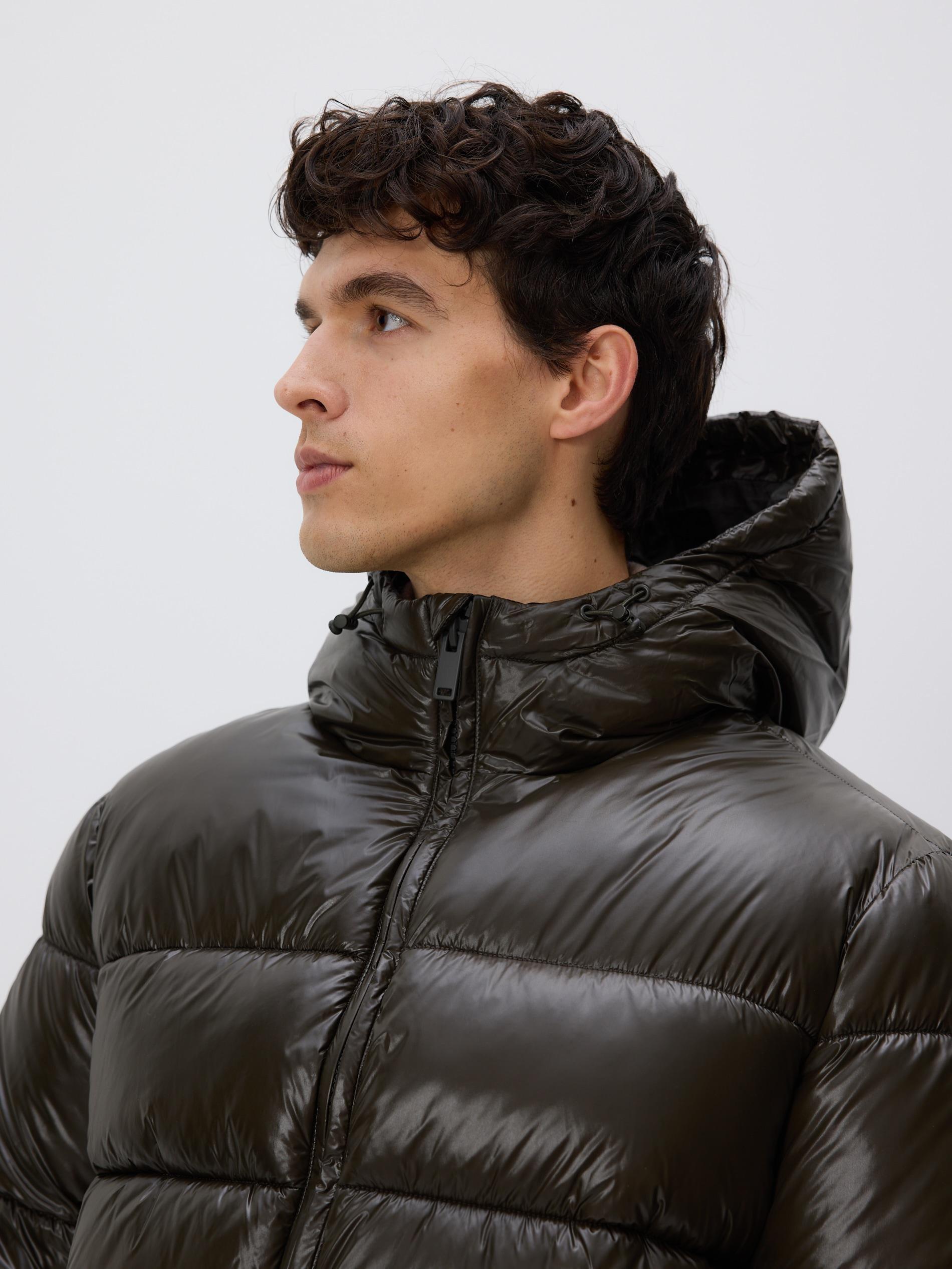 Brown Quilted Jacket With Hood, Khaki, large image number 2