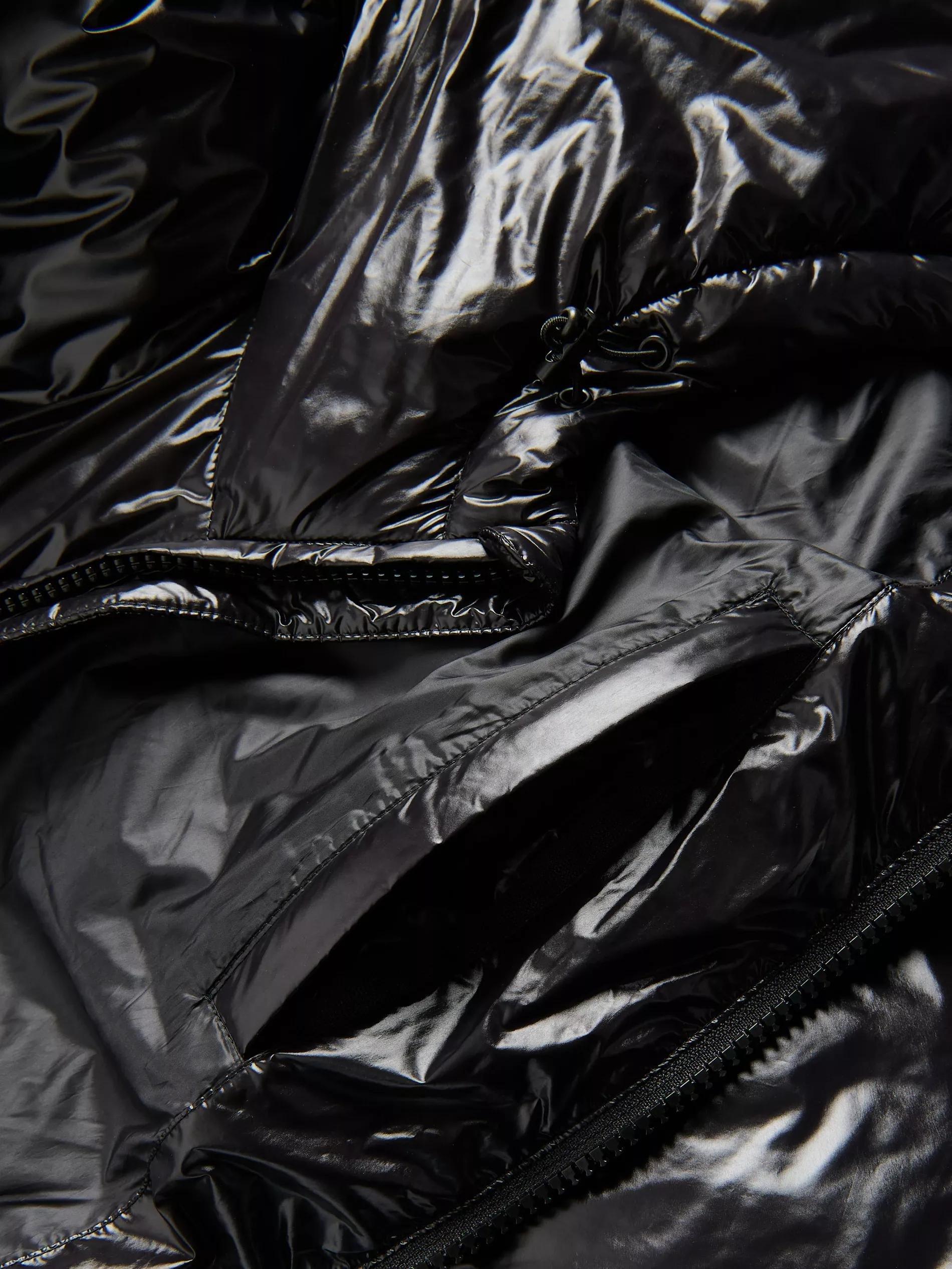 Black Quilted Jacket With Hood, Black, large image number 5