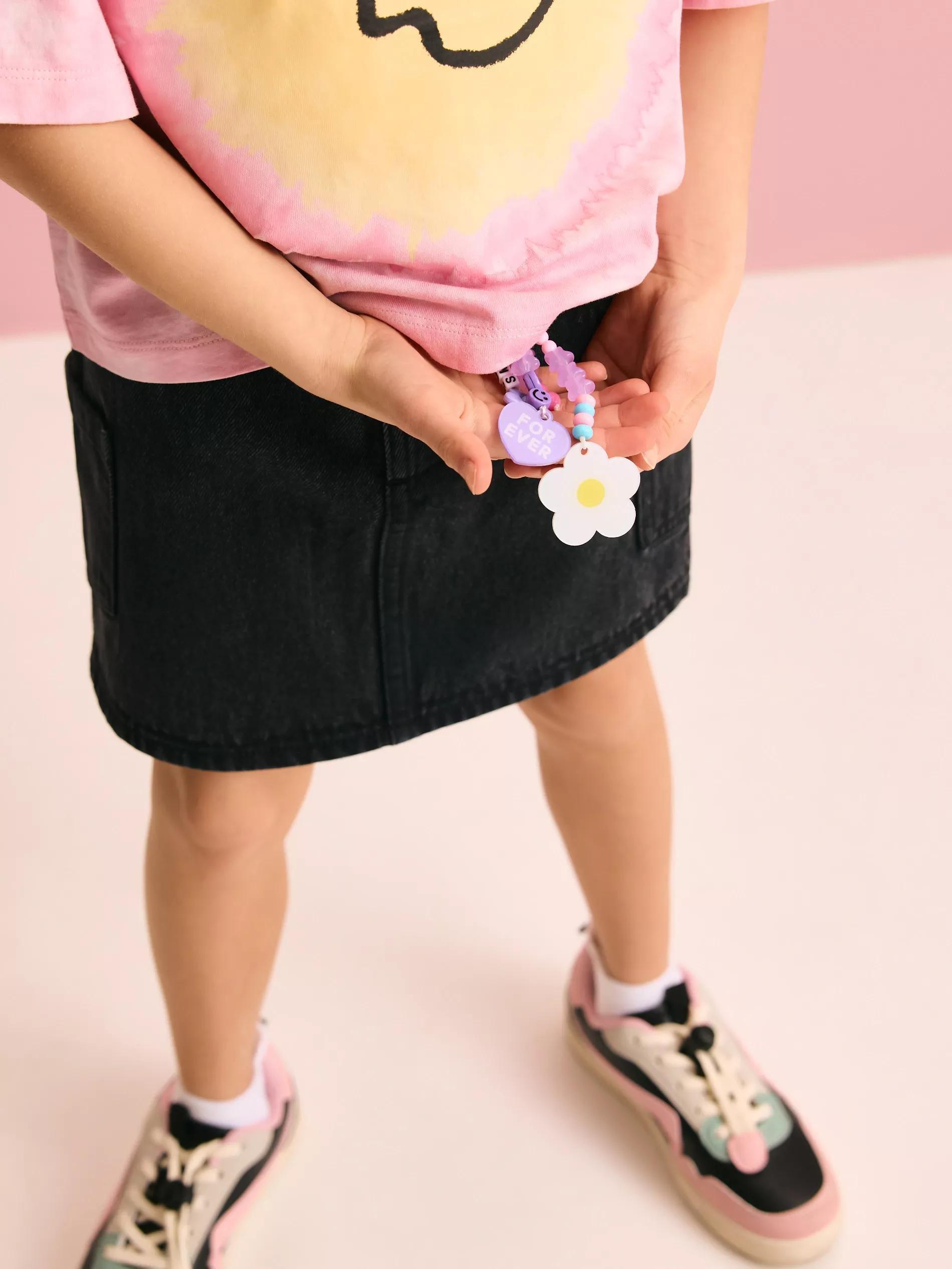 BLACK Denim skirt with keychain, Black, large image number 3