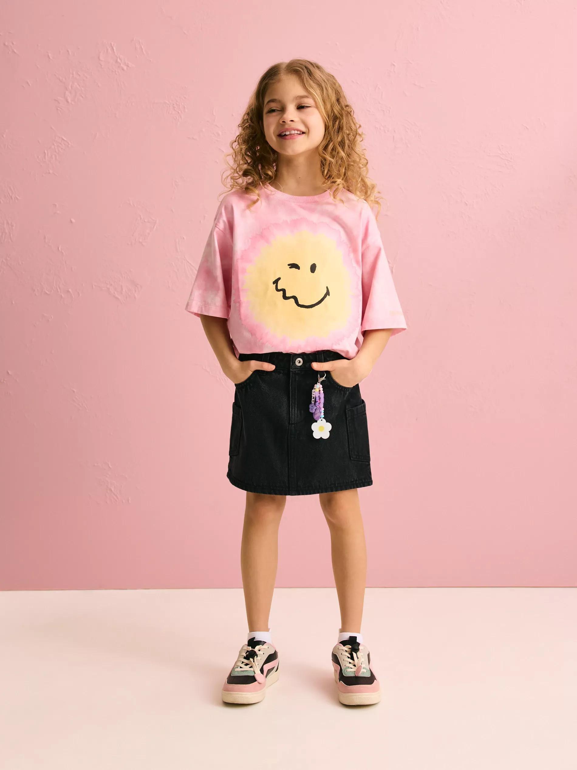 BLACK Denim skirt with keychain, Black, large image number 5