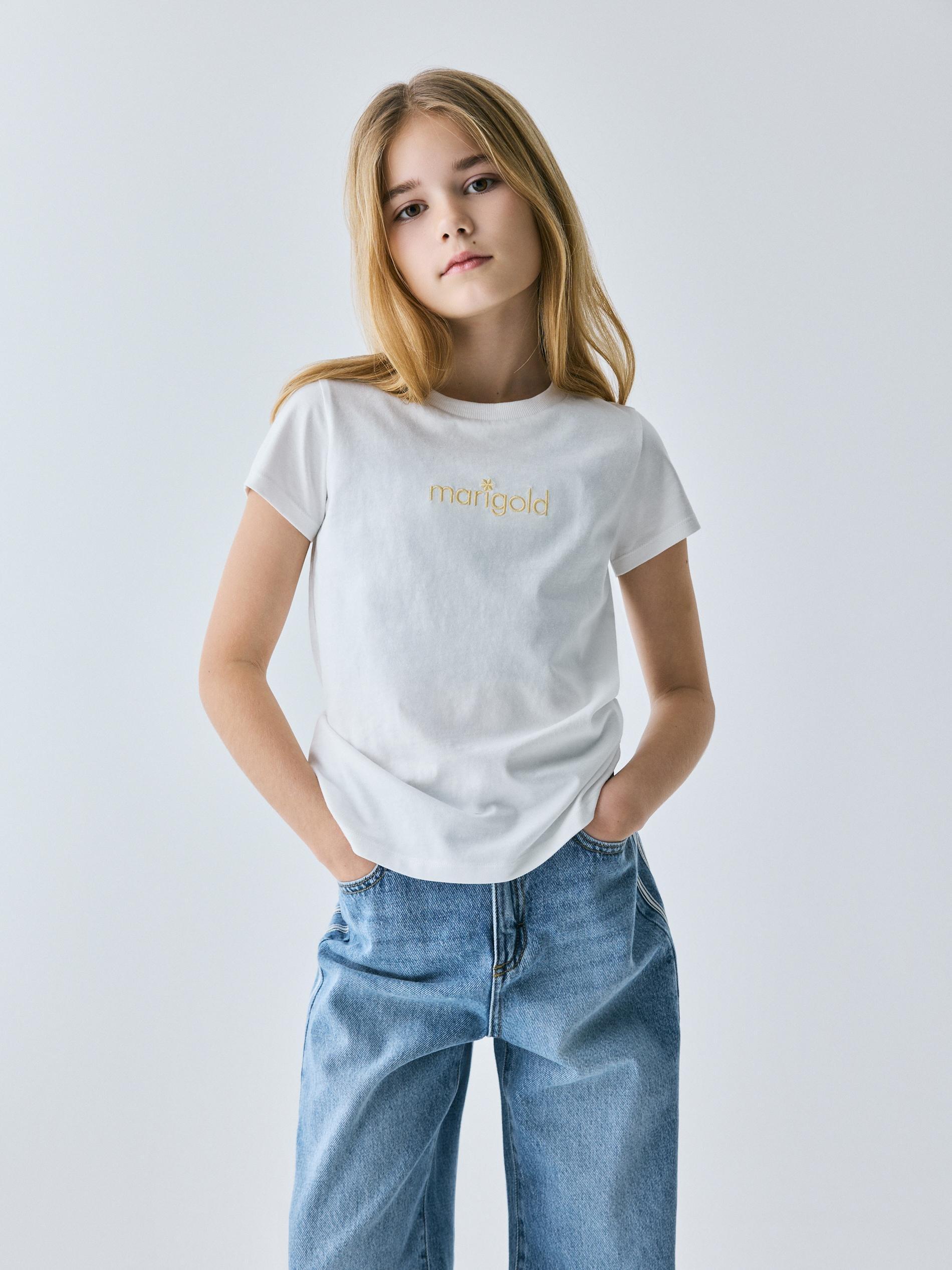 Cream T-Shirt With Embroidery Detailing, Ivory, large image number 0