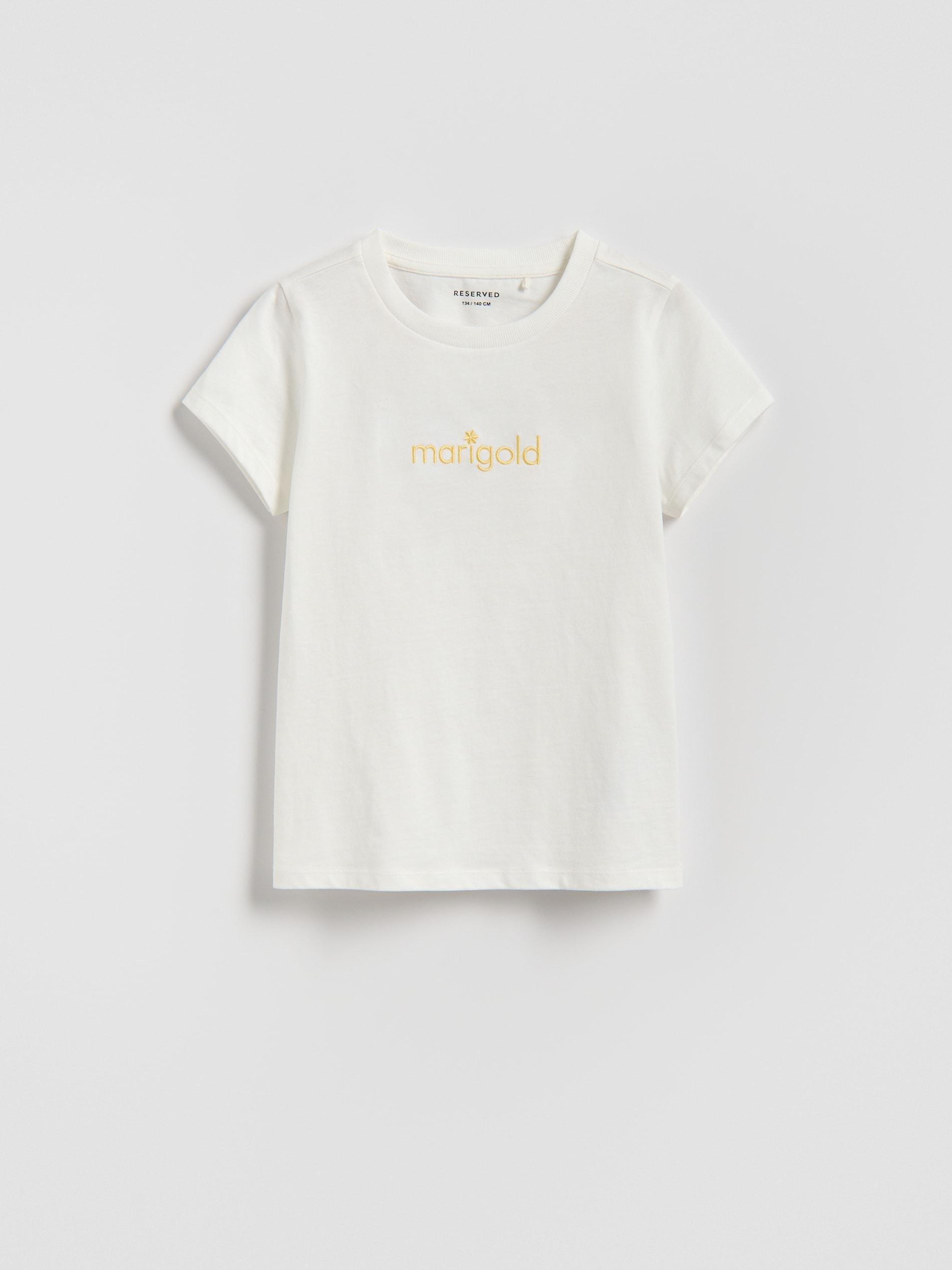 Cream T-Shirt With Embroidery Detailing, Ivory, medium