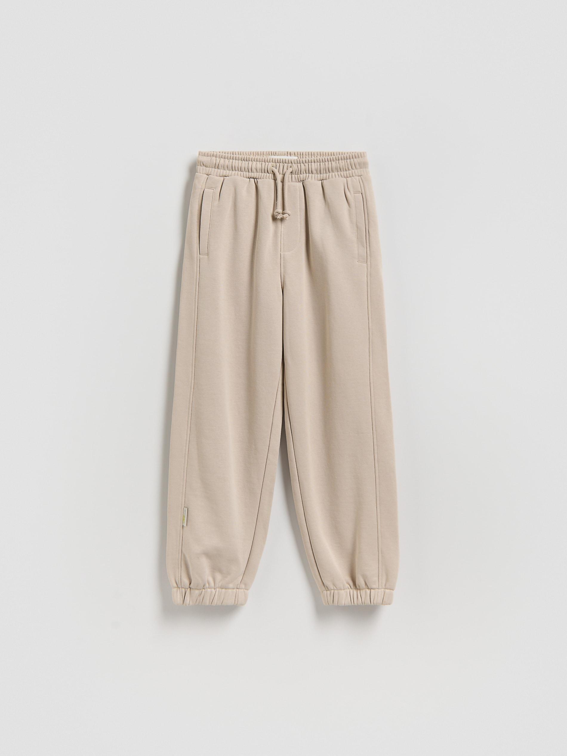 Beige Cotton Joggers, Ivory, large image number 0