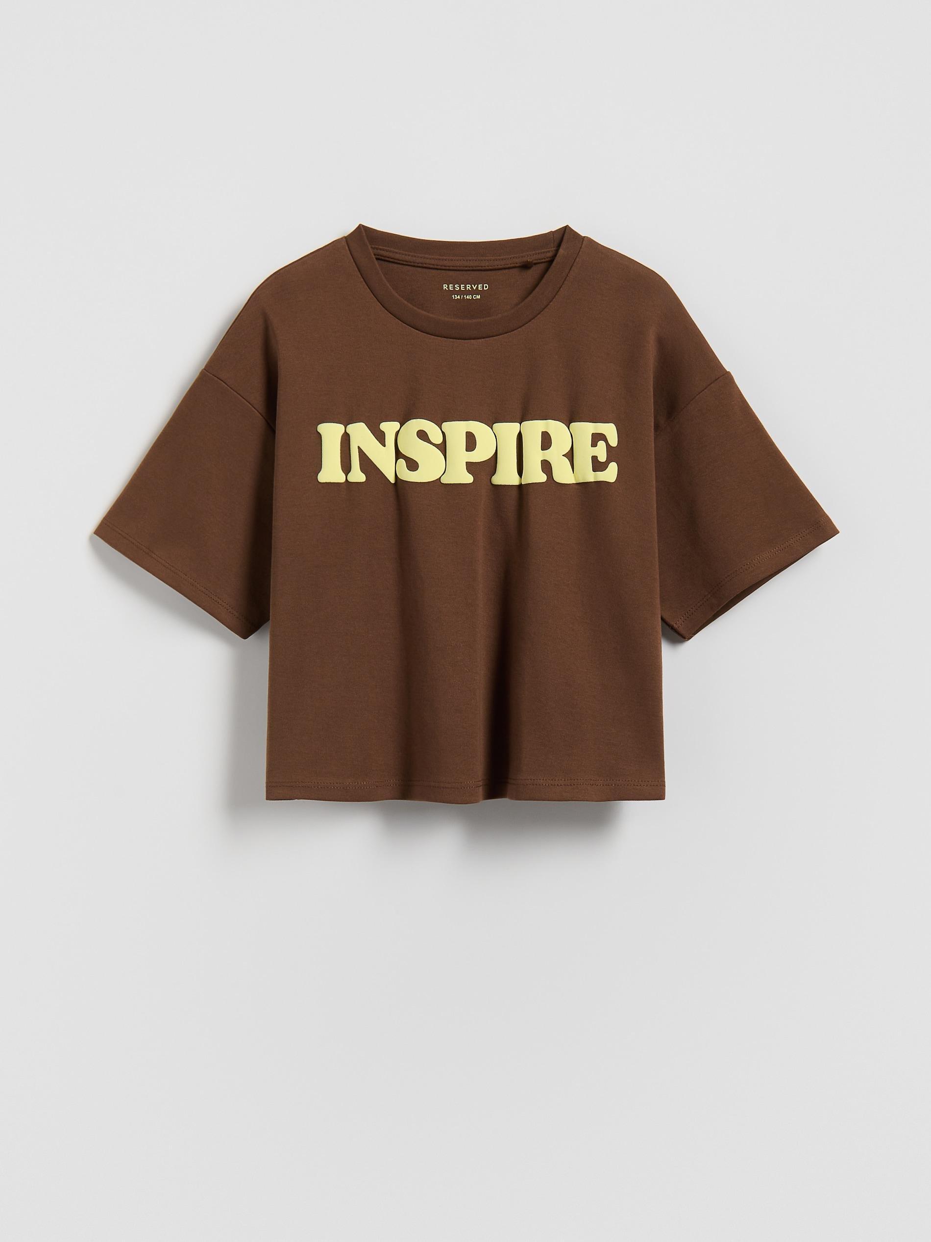Brown Loose T-Shirt With Print, Brown, medium