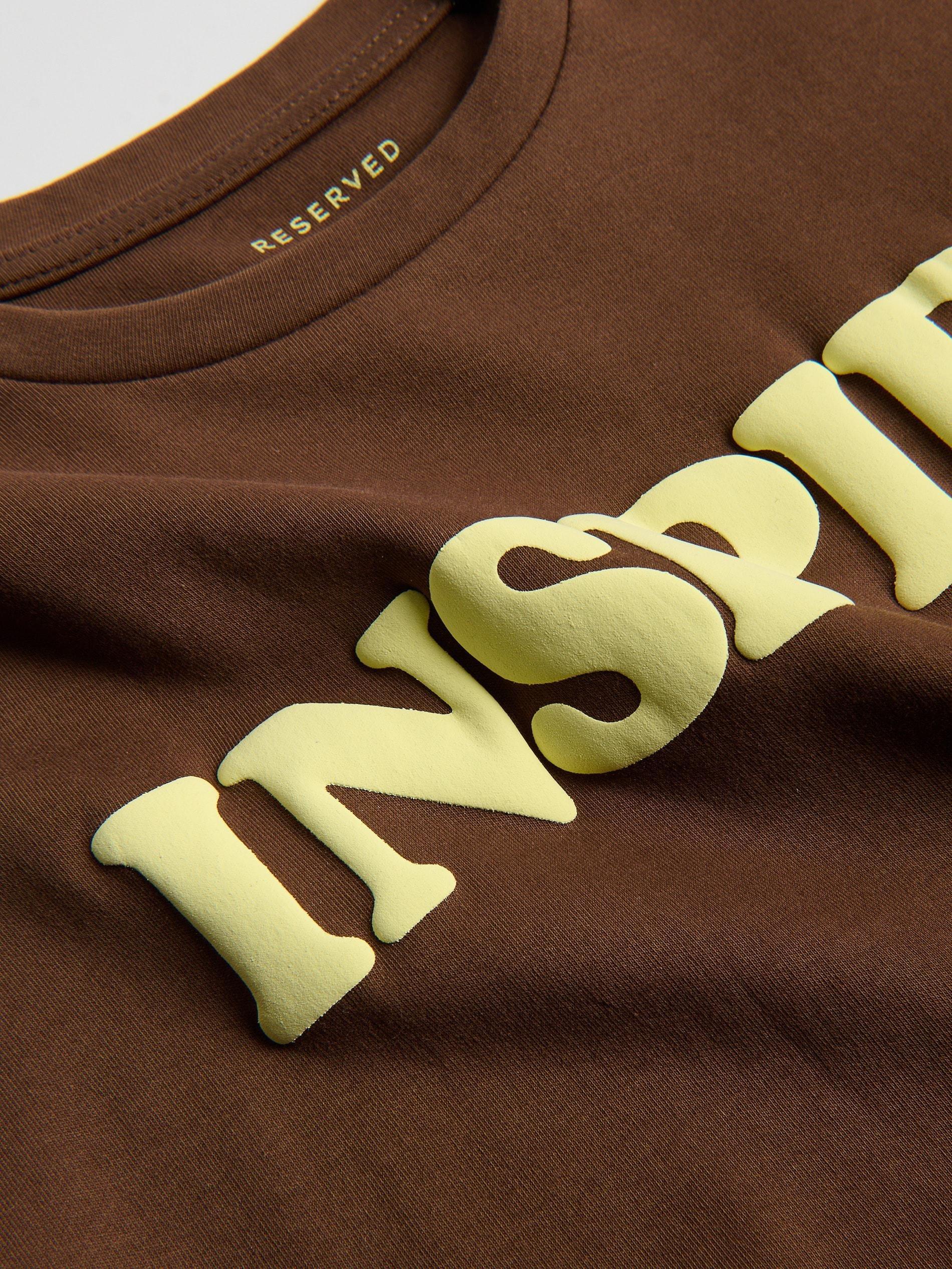 Brown Loose T-Shirt With Print, Brown, medium