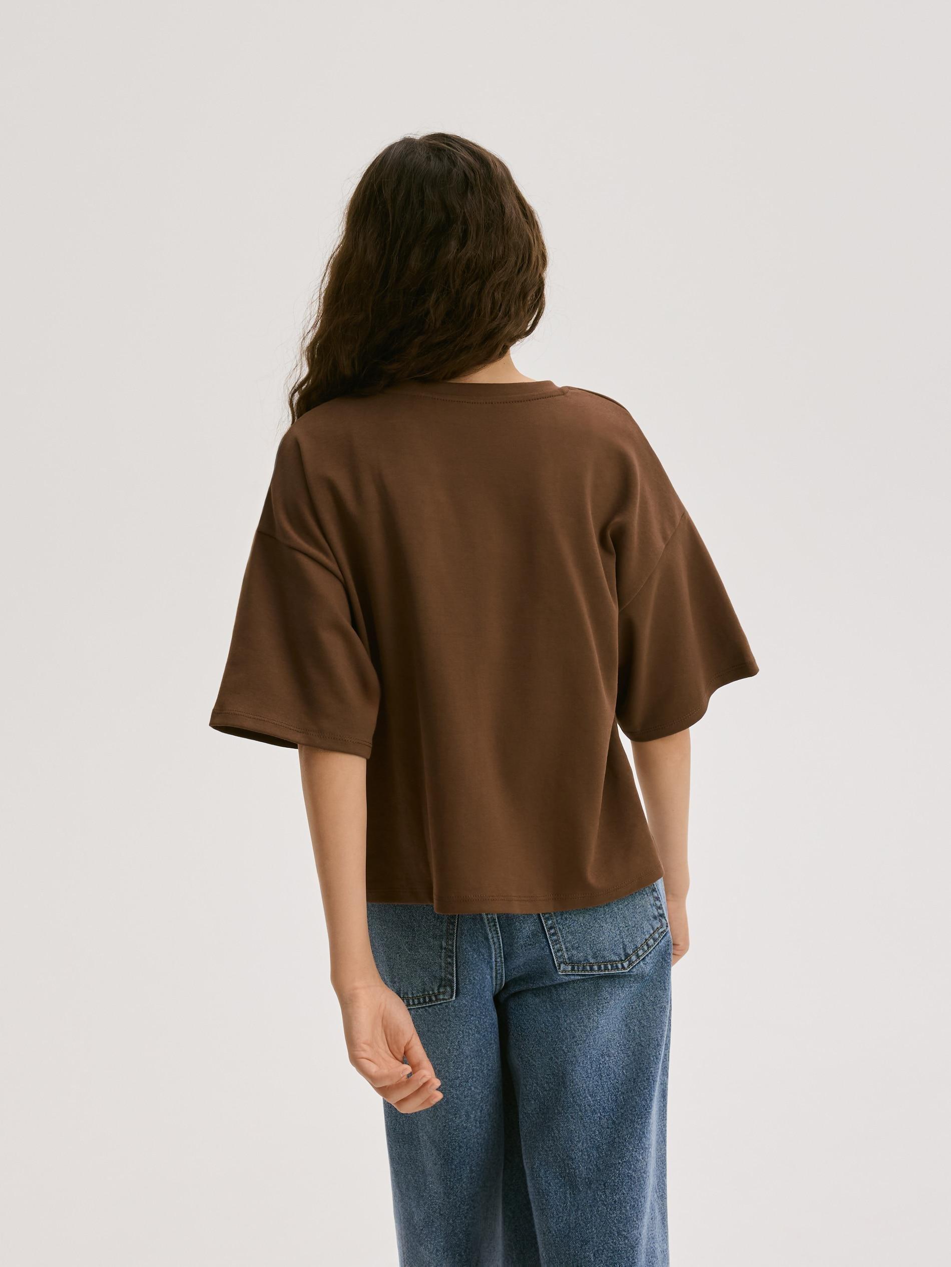 Brown Loose T-Shirt With Print, Brown, large image number 4