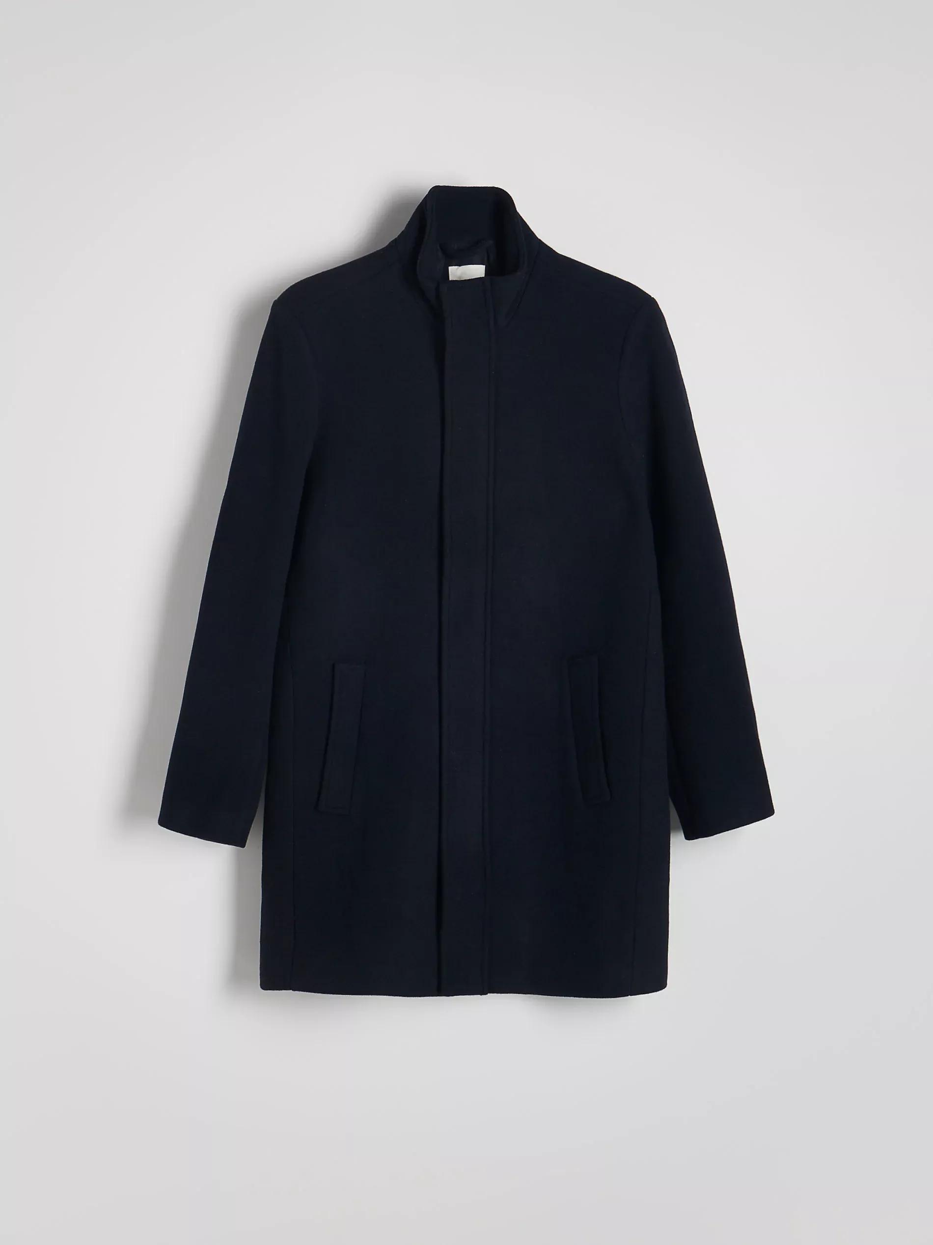 Navy Coat With Added Wool, , large image number 4