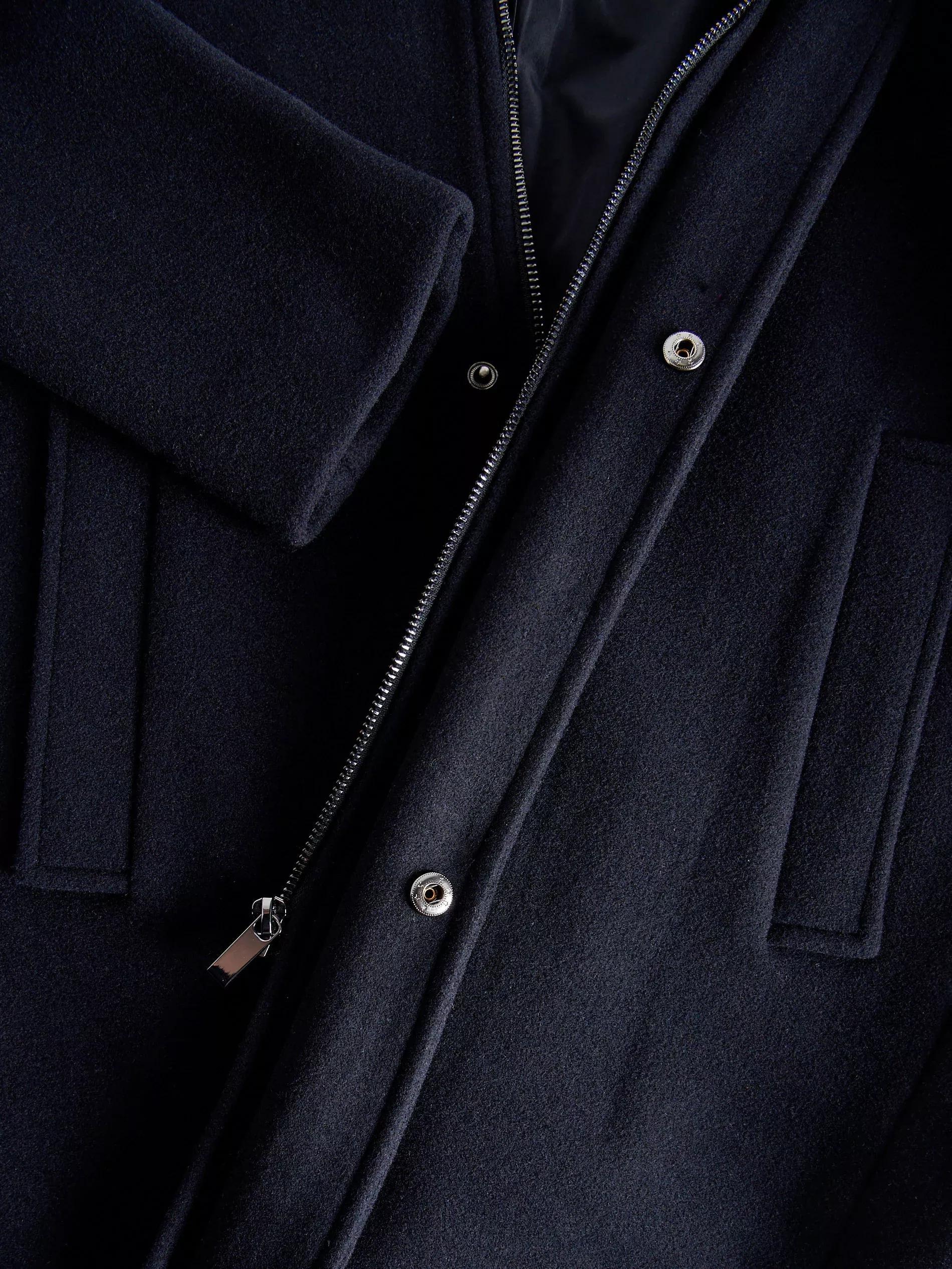 Navy Coat With Added Wool, , large image number 5