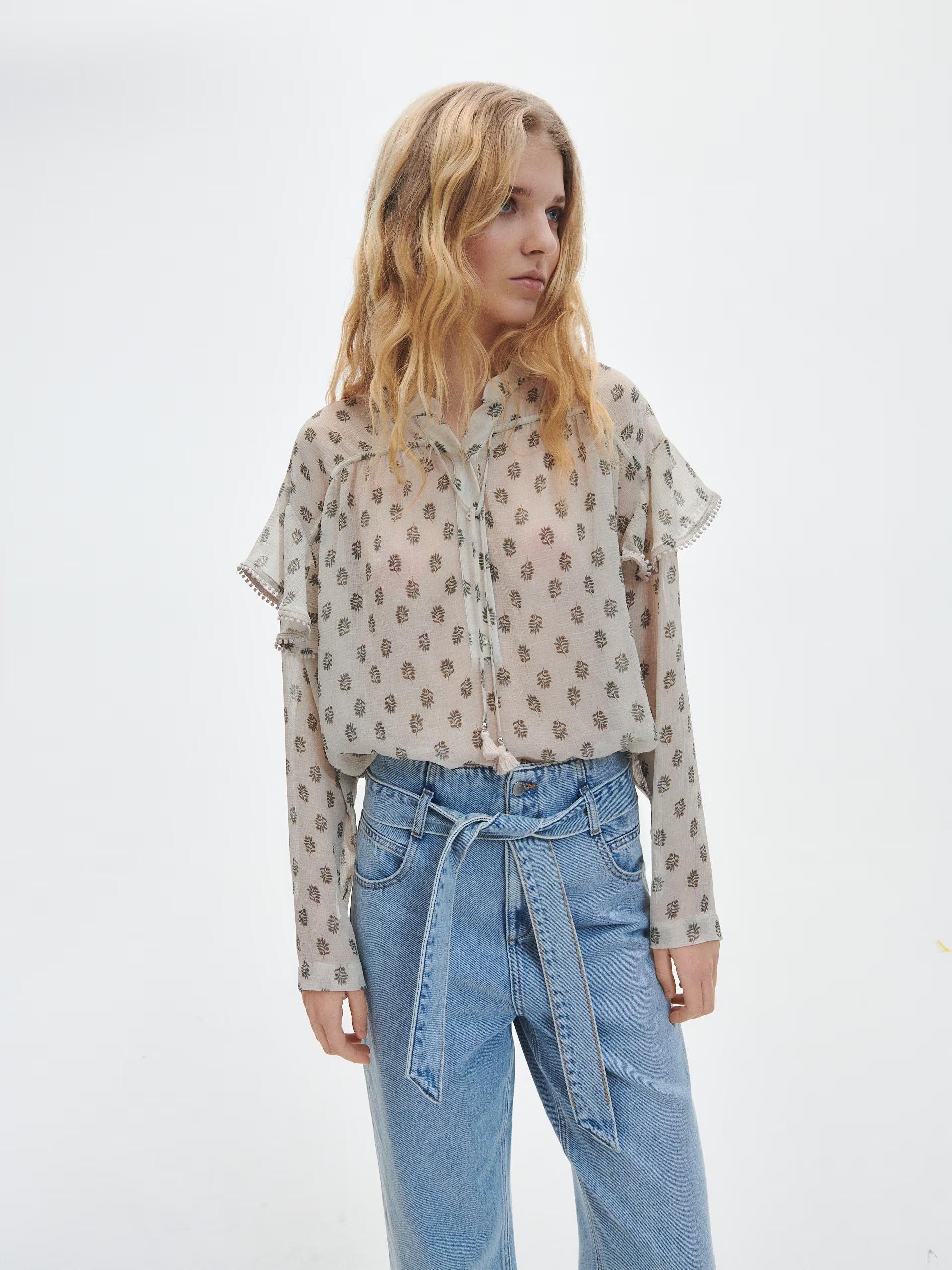 Beige Shirt With Frill Detail, , large image number 1