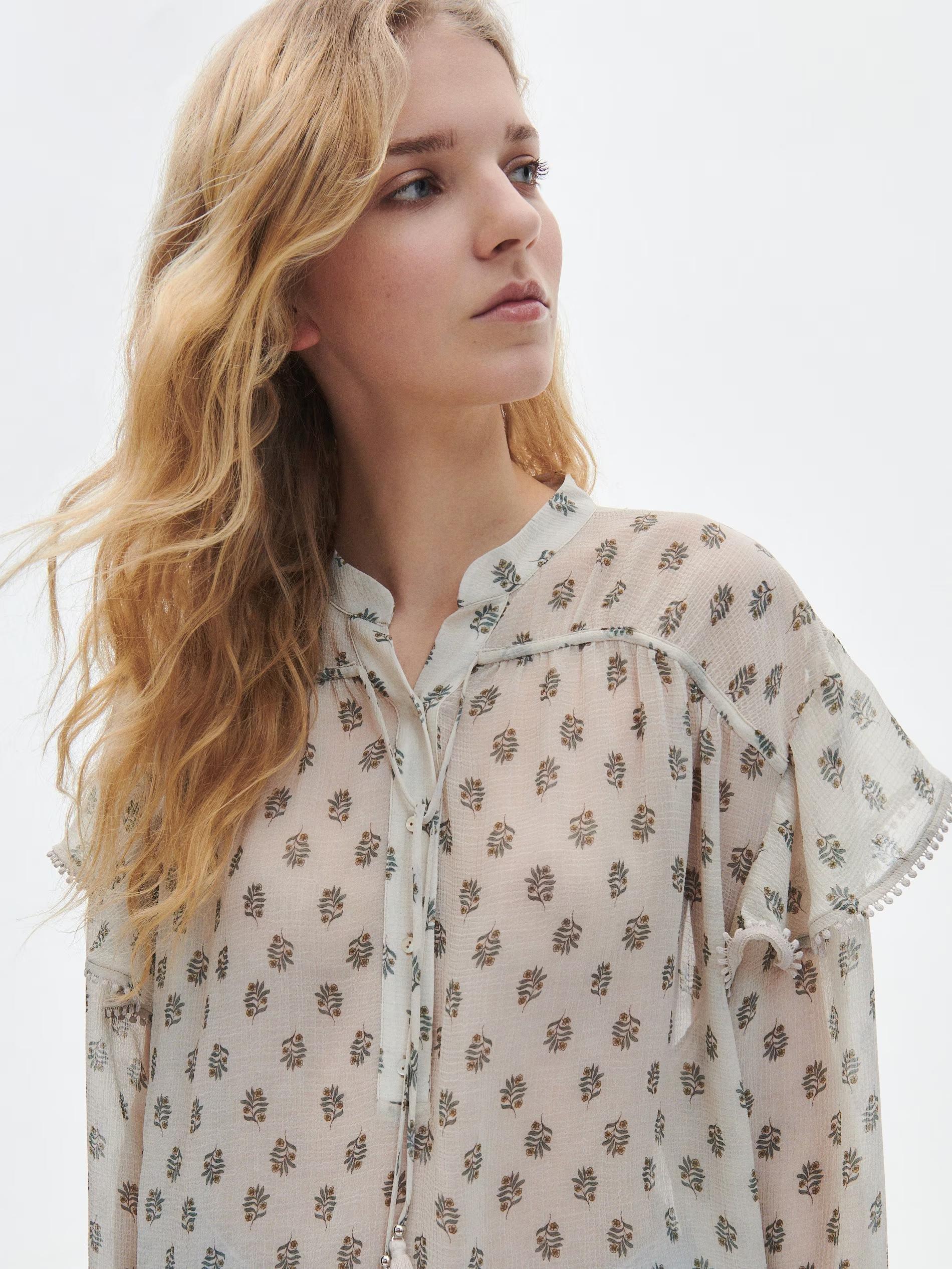 Beige Shirt With Frill Detail, , large image number 2