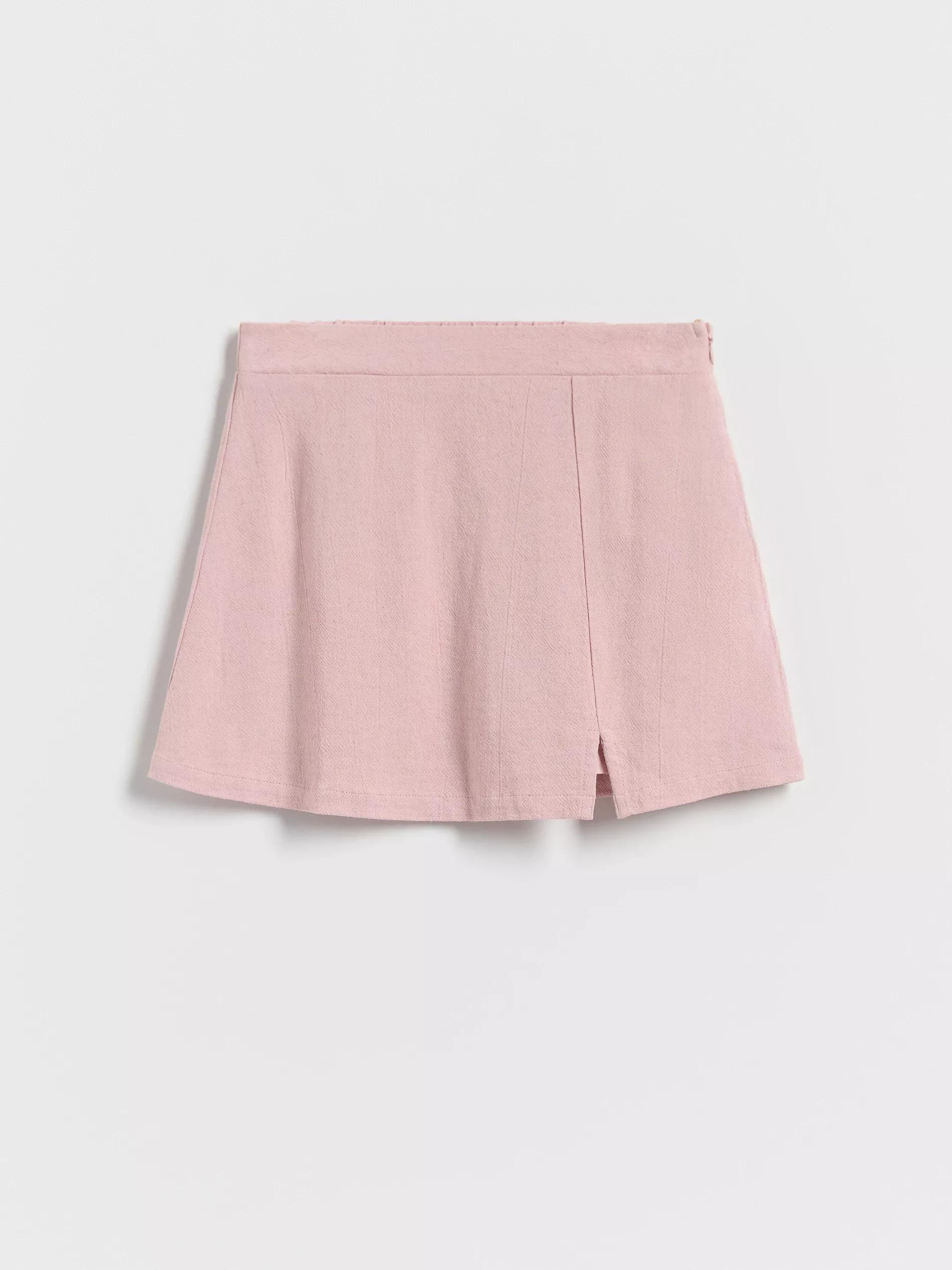 Pink Skirt-Like Shorts With Linen Blend, , large image number 1