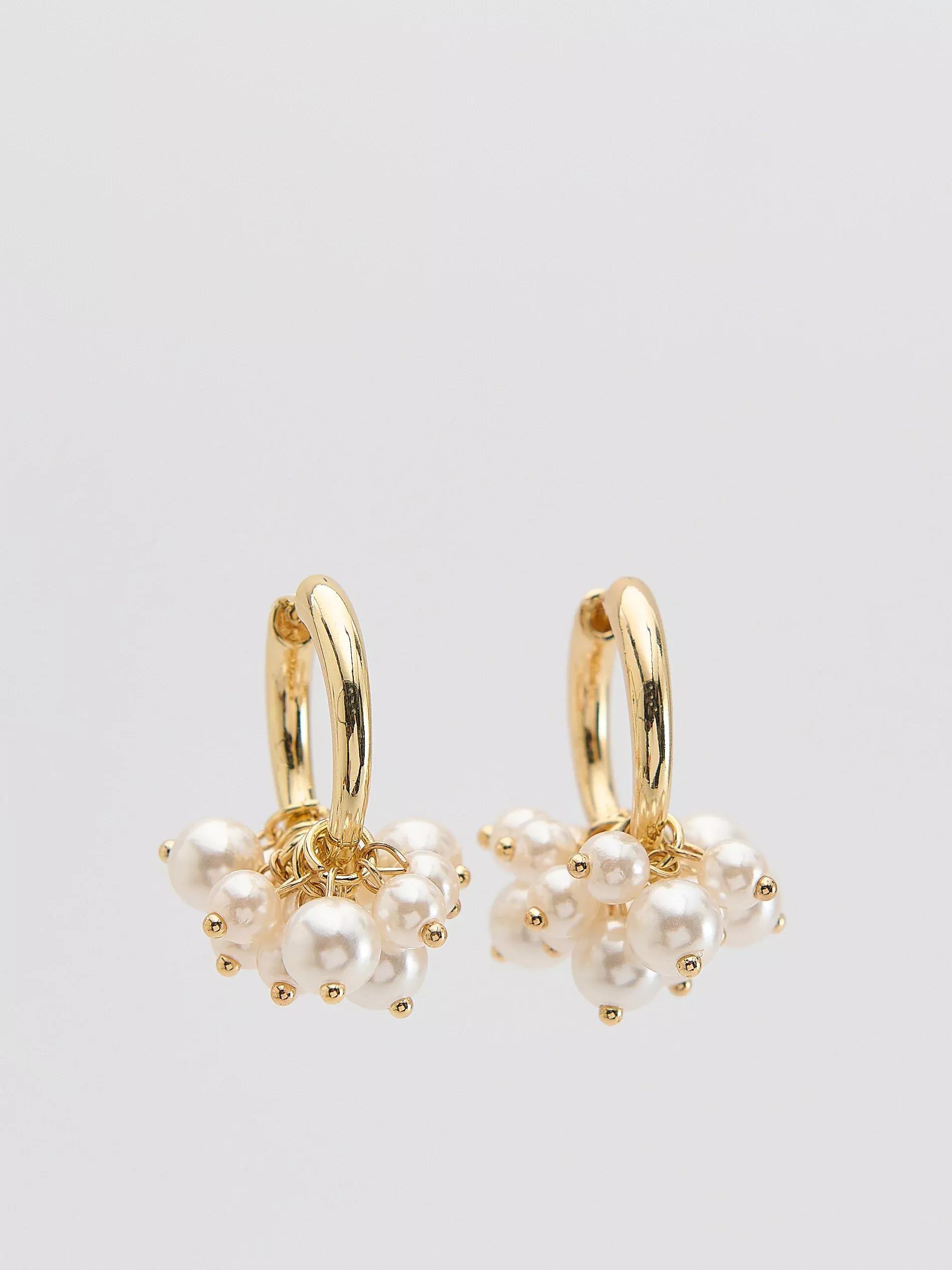 White Earrings, White, medium