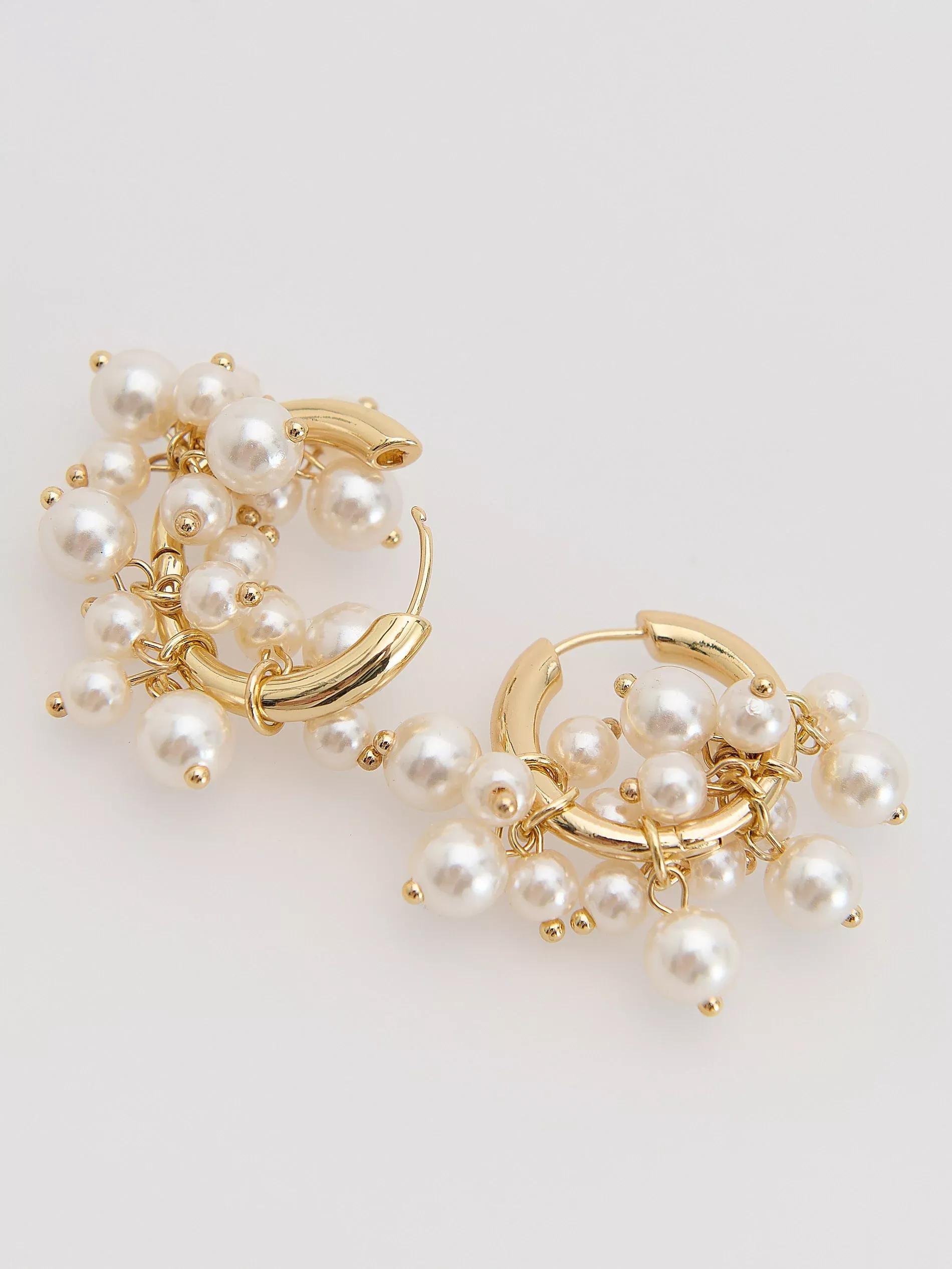 White Earrings, White, medium