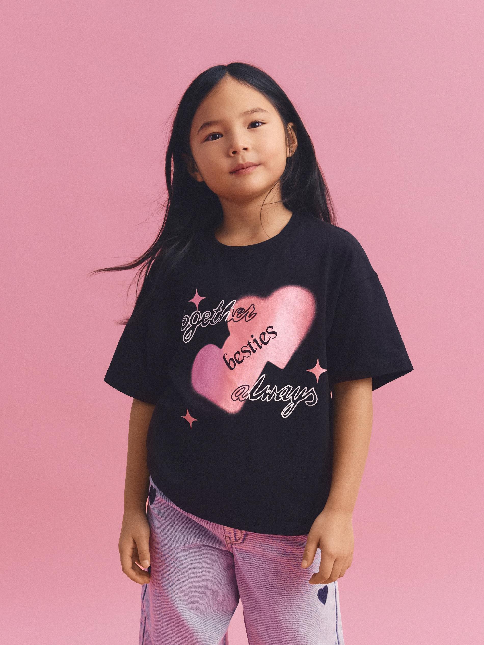 Black T-Shirt With Print, Black, large image number 1