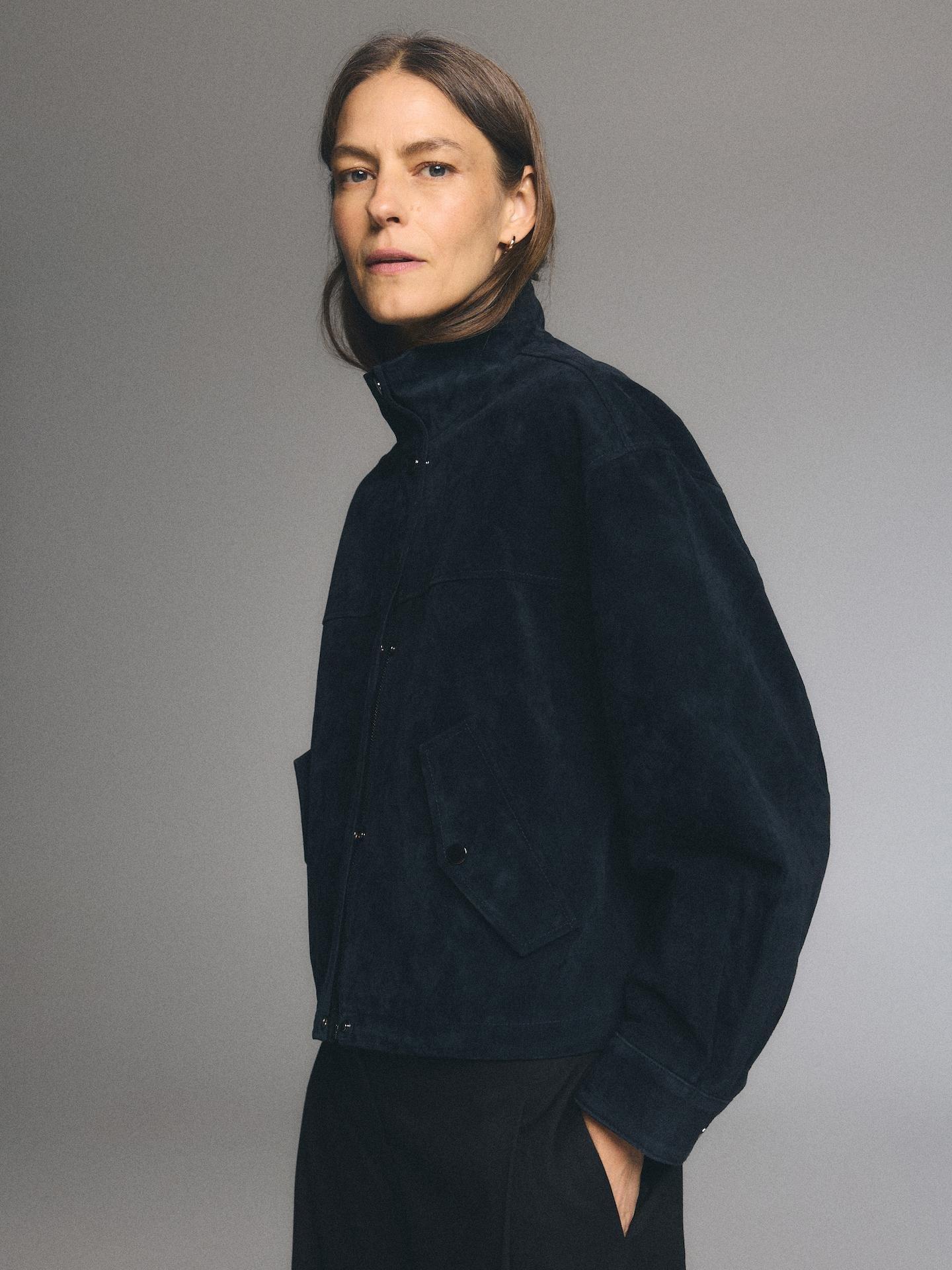 Blue Suedette Jacket, Navy, large image number 4