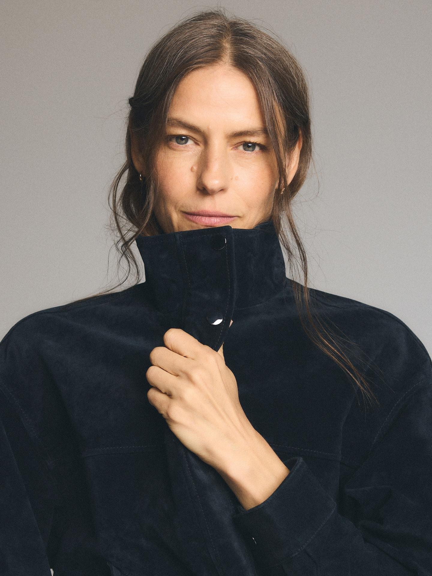 Blue Suedette Jacket, Navy, large image number 5
