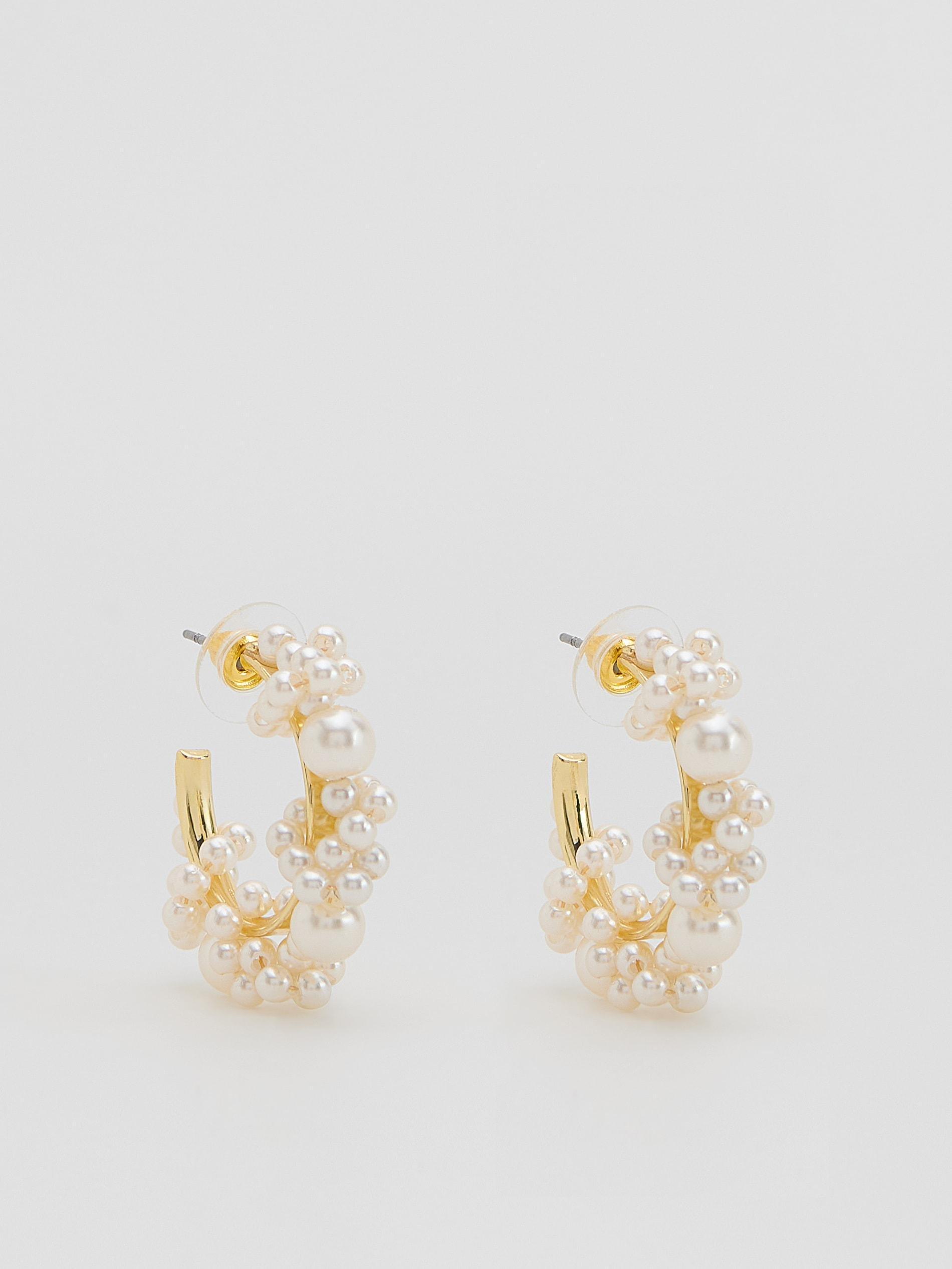 White Earrings, White, medium