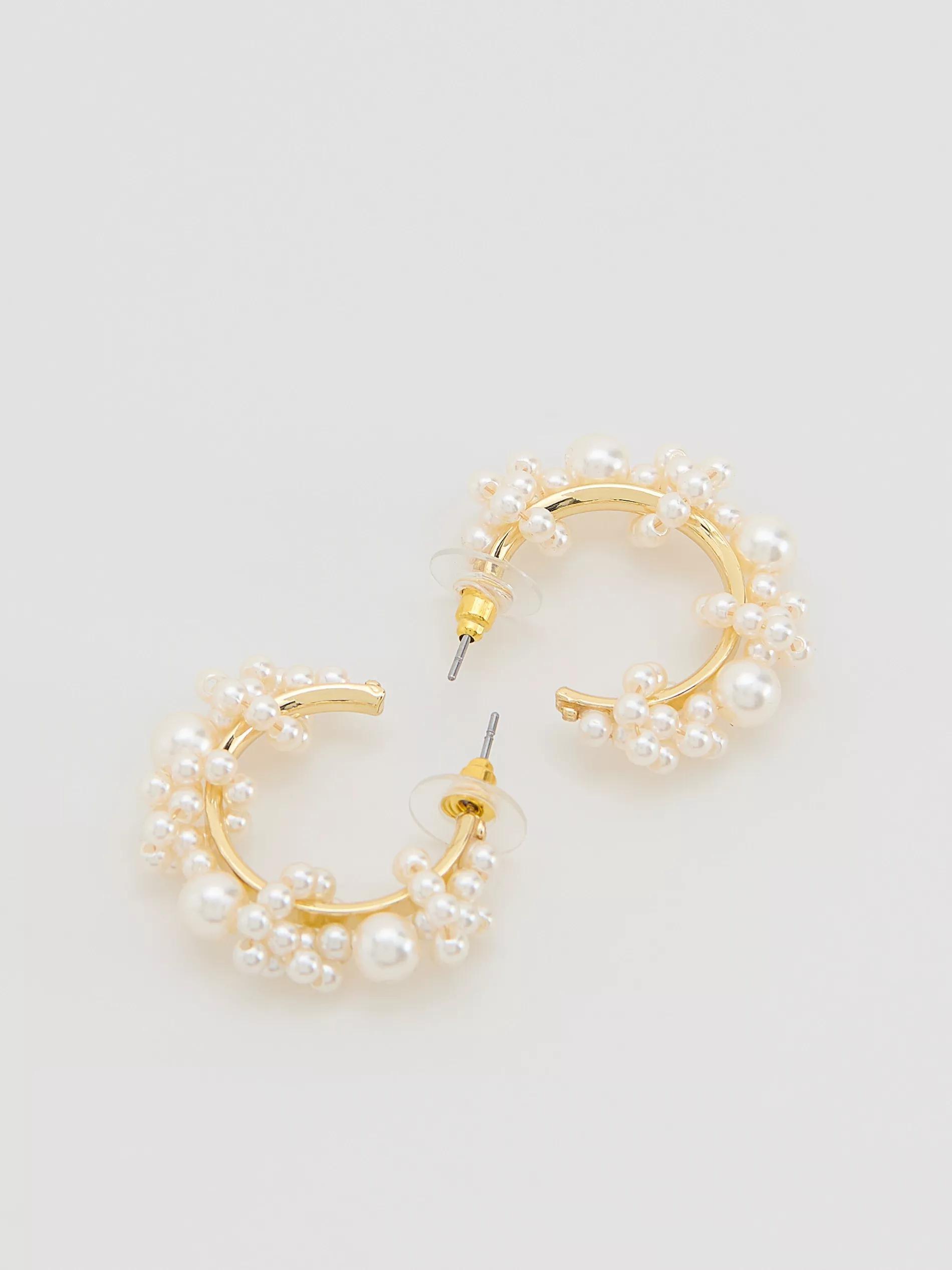 White Earrings, White, medium